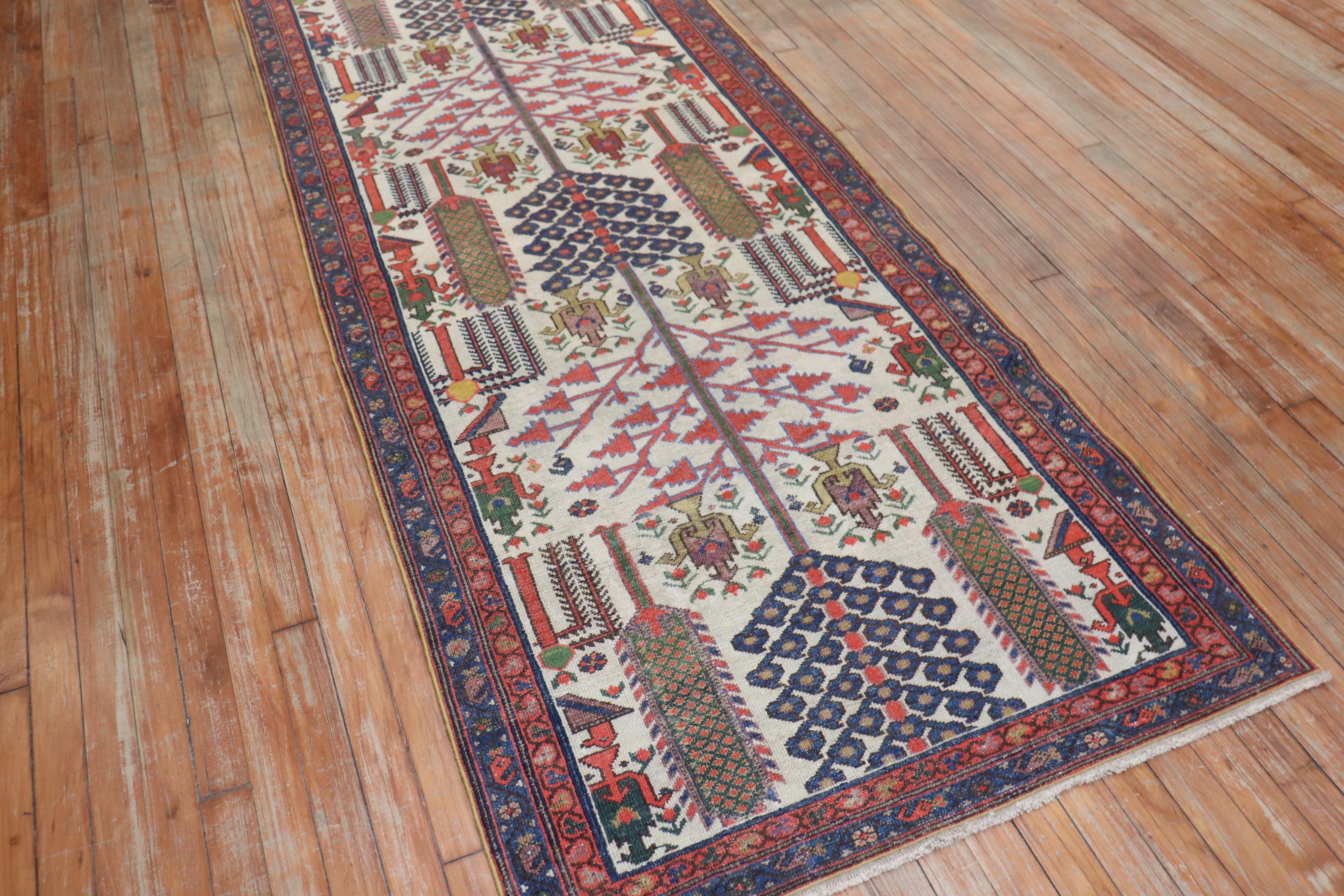 Hand-Woven Willow Tree Persian Runner For Sale