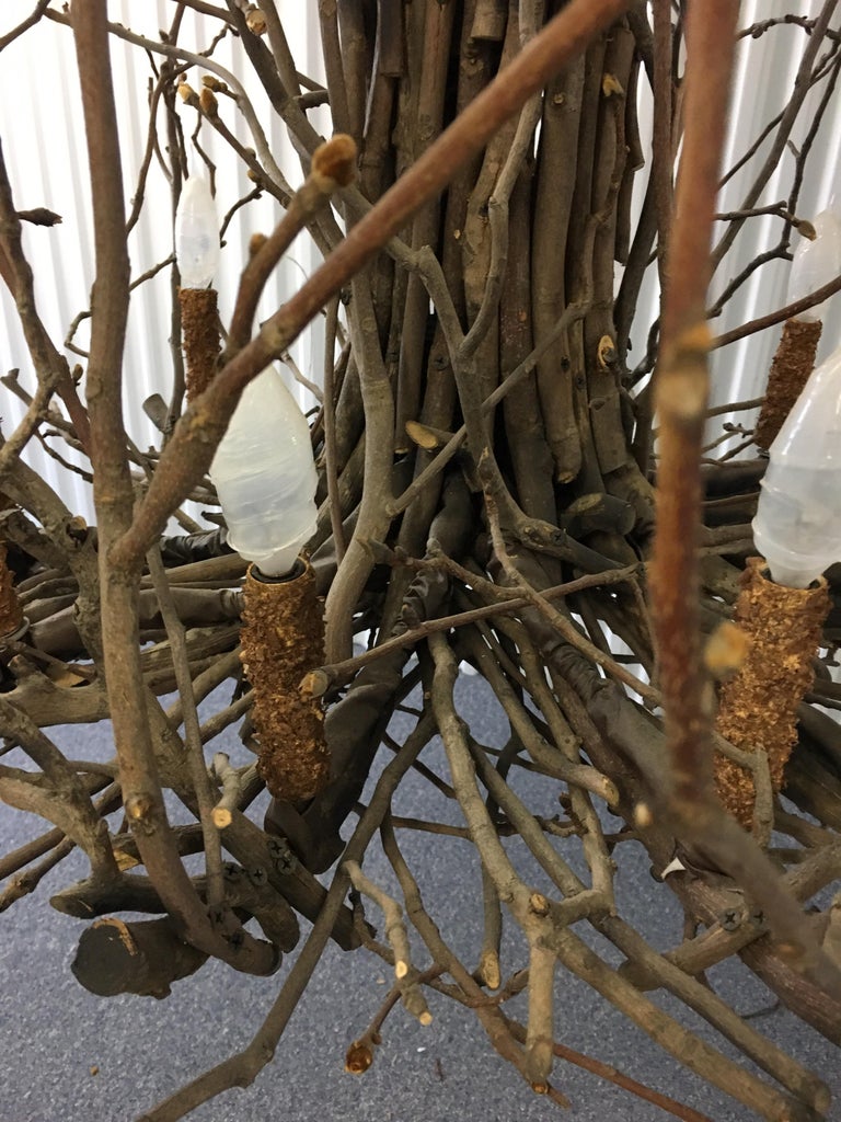 Willow Twig Branch Eight Arm Chandelier For Sale at 1stDibs