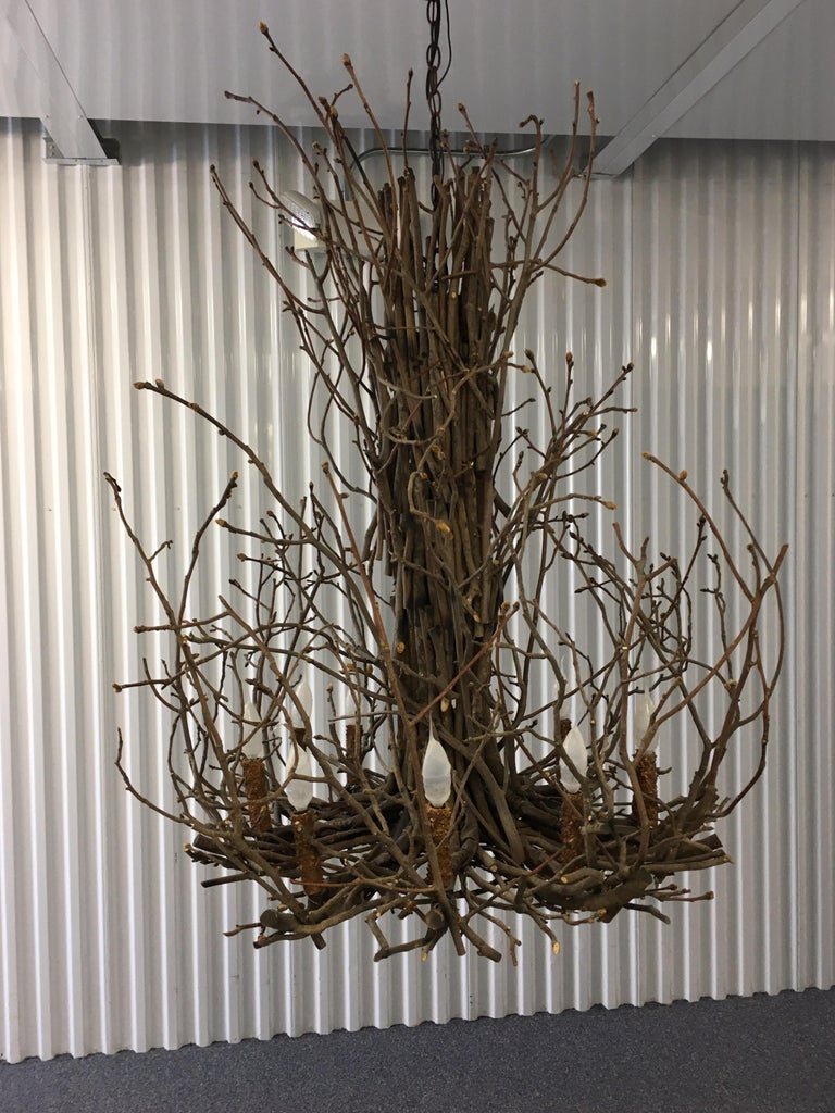 Willow Twig Branch Eight Arm Chandelier For Sale at 1stDibs