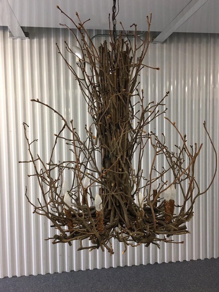 Willow Twig Branch Eight Arm Chandelier For Sale at 1stDibs