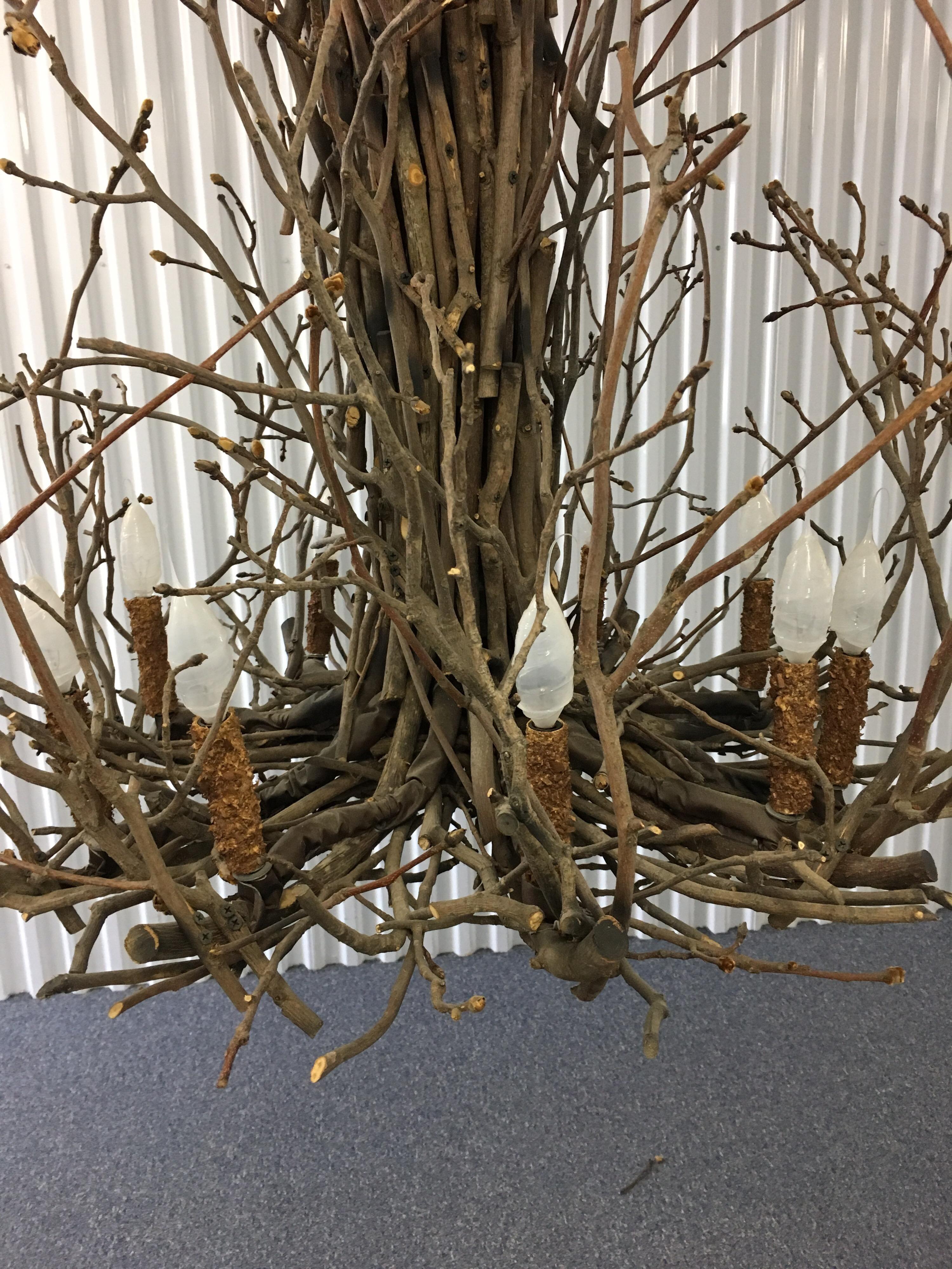 Contemporary Willow Twig Branch Eight Arm Chandelier