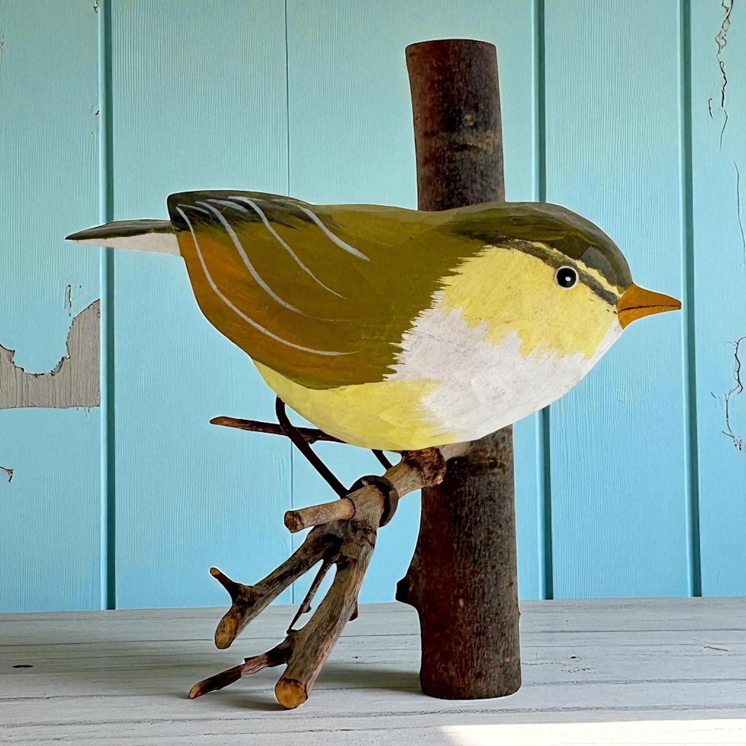 Fauvette des saules Viechtauer Oiseau en bois sculpté Folk Art Black Forest Antique Autriche en vente 2