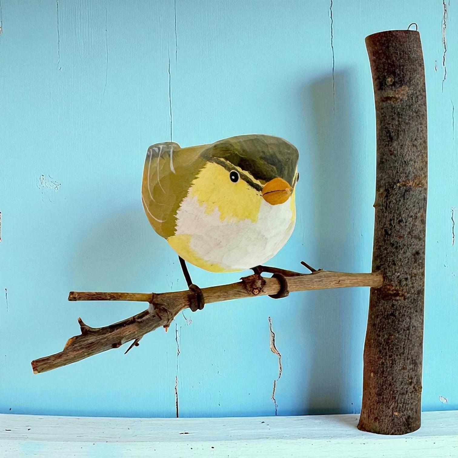 Fauvette des saules Viechtauer Oiseau en bois sculpté Folk Art Black Forest Antique Autriche en vente 3