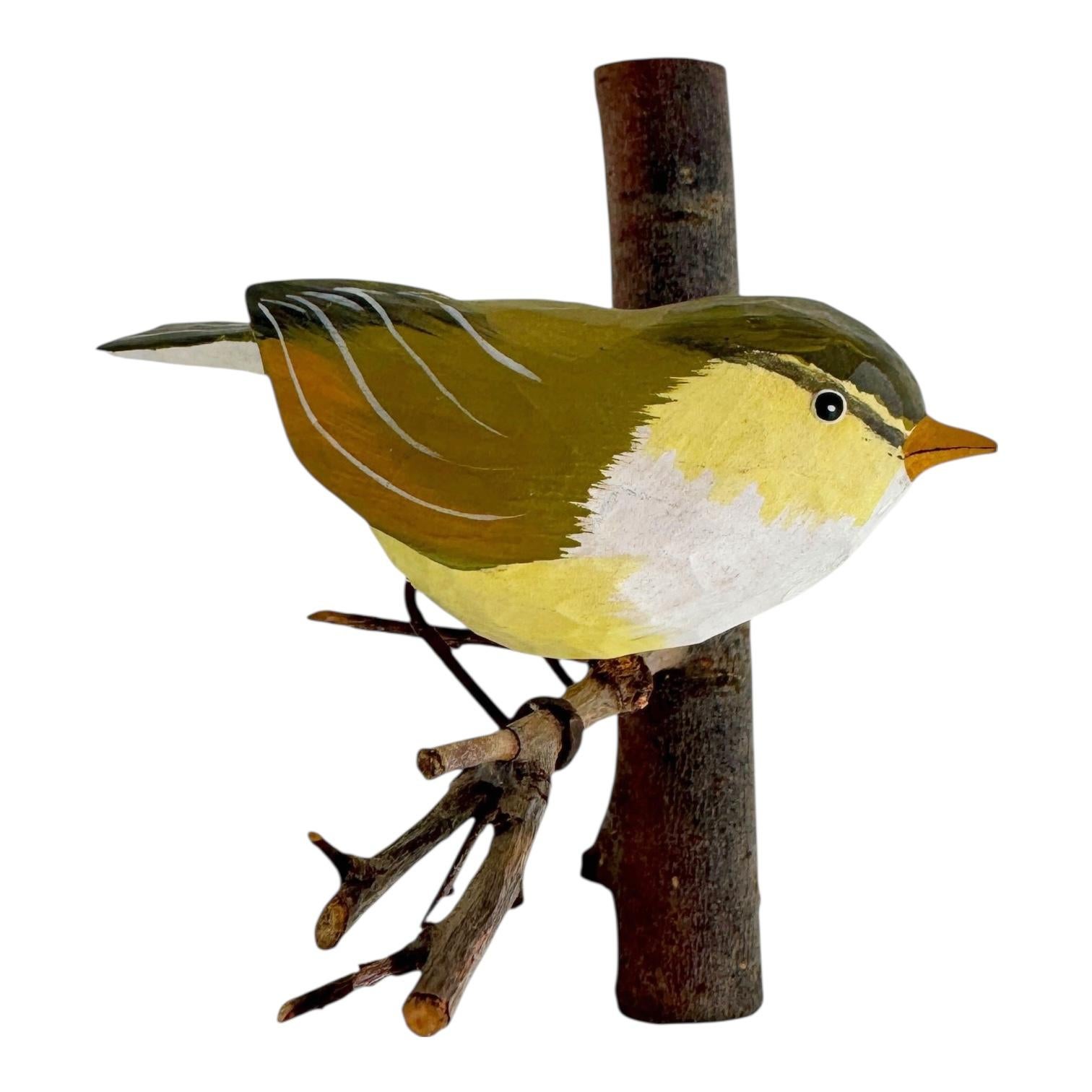 Forêt-Noire Fauvette des saules Viechtauer Oiseau en bois sculpté Folk Art Black Forest Antique Autriche en vente