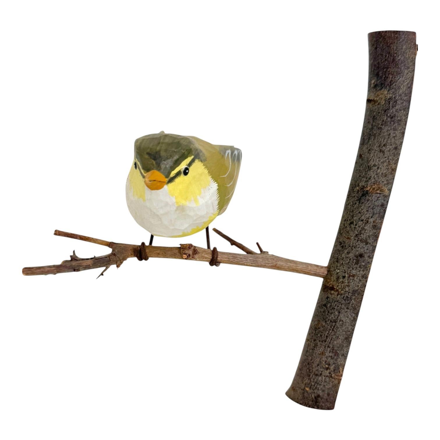 Autrichien Fauvette des saules Viechtauer Oiseau en bois sculpté Folk Art Black Forest Antique Autriche en vente