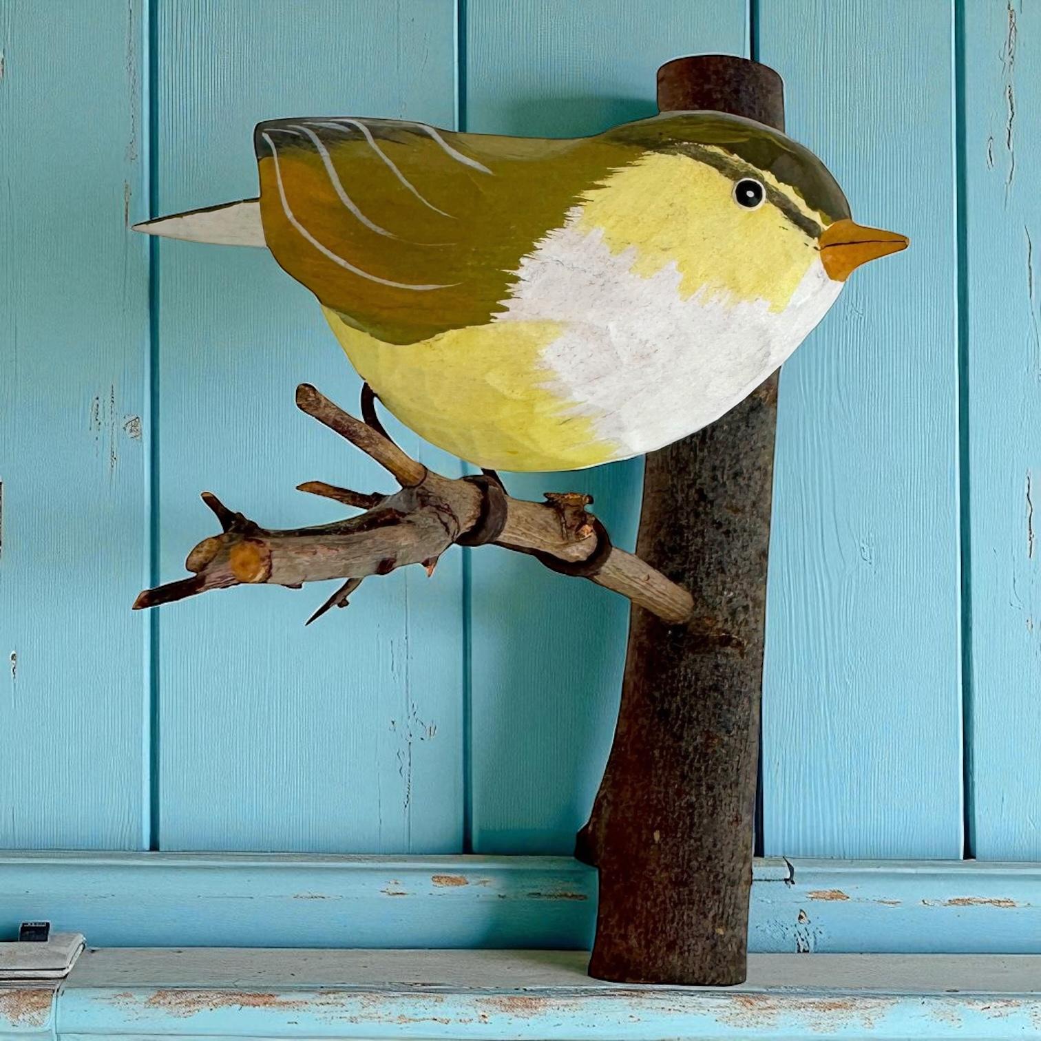 Fauvette des saules Viechtauer Oiseau en bois sculpté Folk Art Black Forest Antique Autriche en vente 1