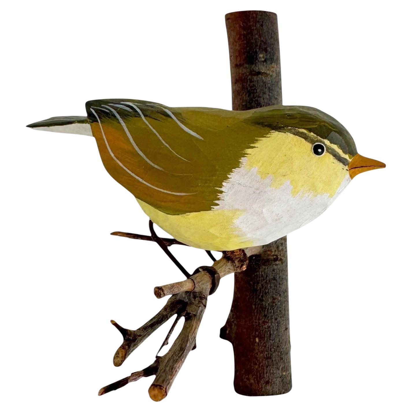 Fauvette des saules Viechtauer Oiseau en bois sculpté Folk Art Black Forest Antique Autriche