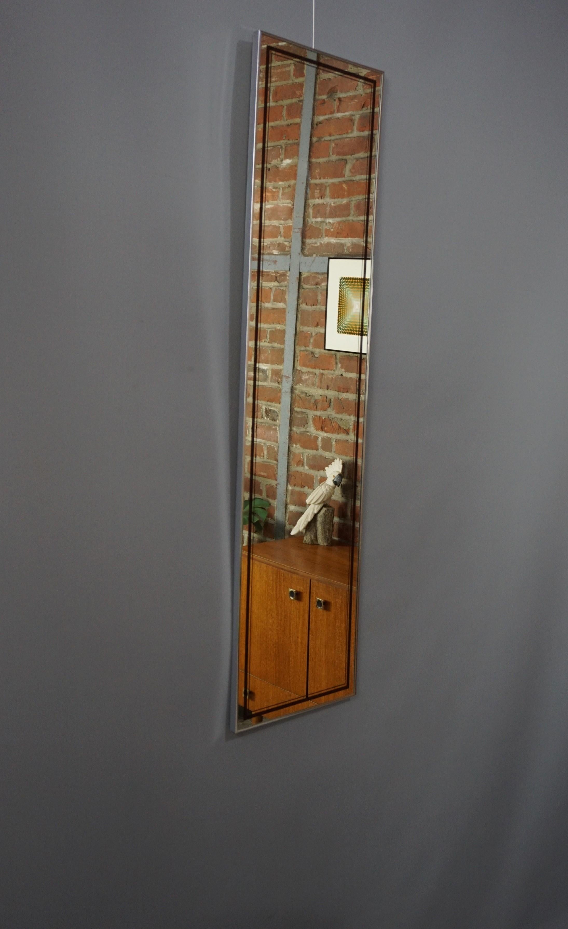 Belgian Willowy Chrome and Screenprinted Mirror High Quality