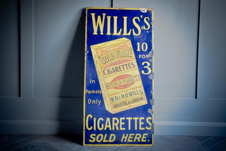 Wills Cigarettes Enamel Sign at 1stDibs