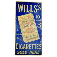 Used Wills Cigarettes Enamel Sign