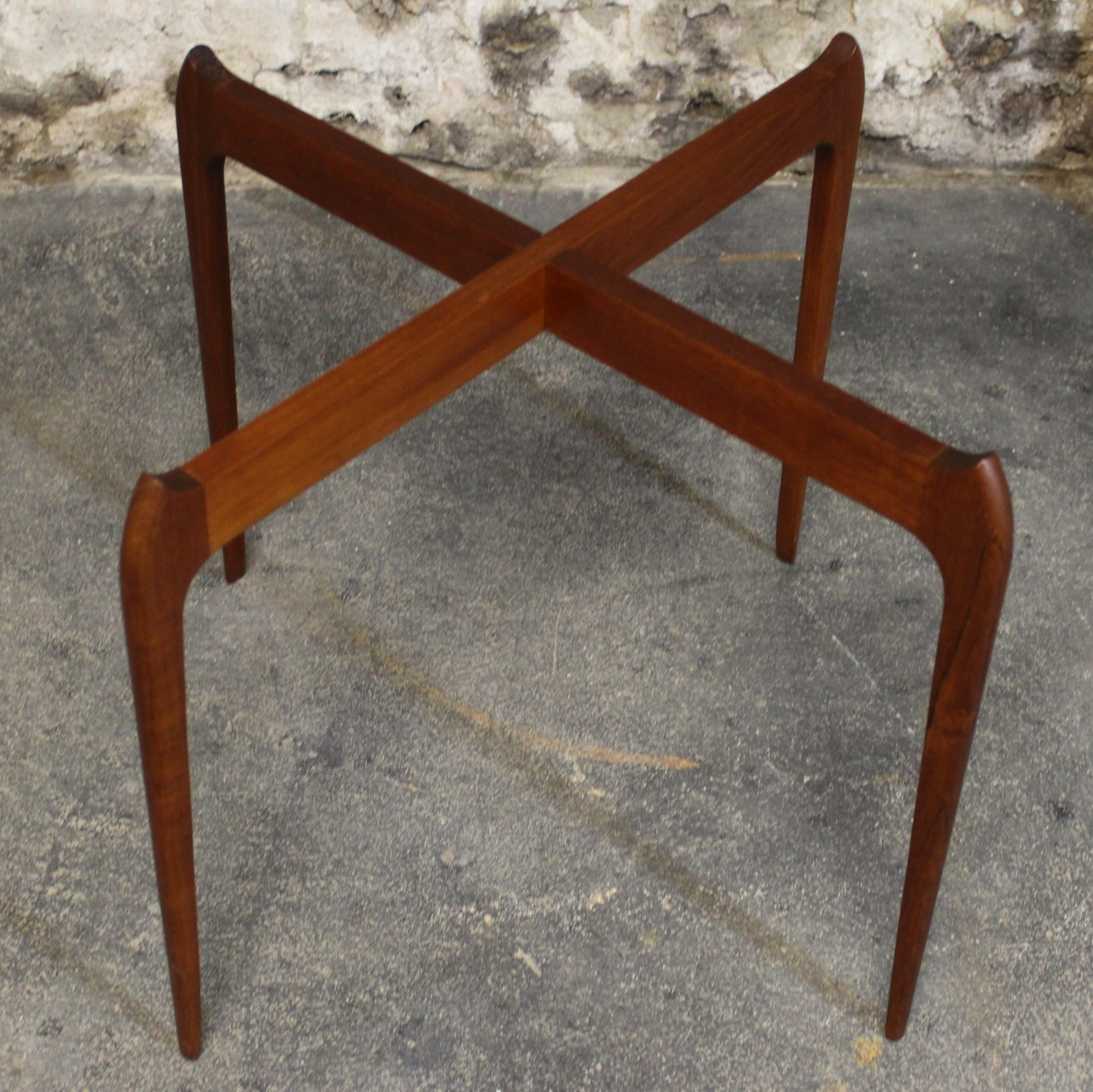 Willumsen & Engholm Danish Teak Side Table with Removable Tray Top 1