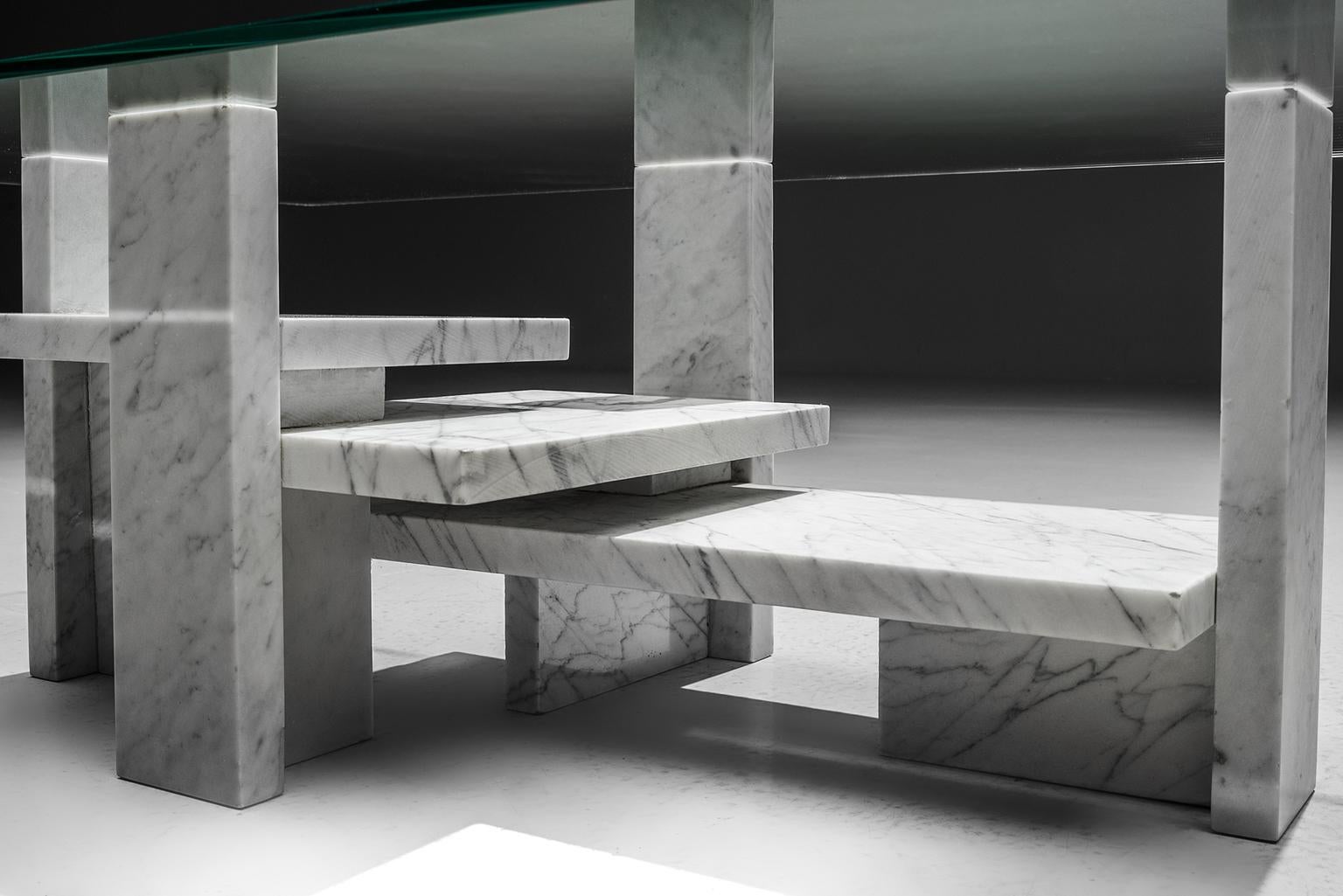 Belgian Willy Ballez Architectural Marble Coffee Table