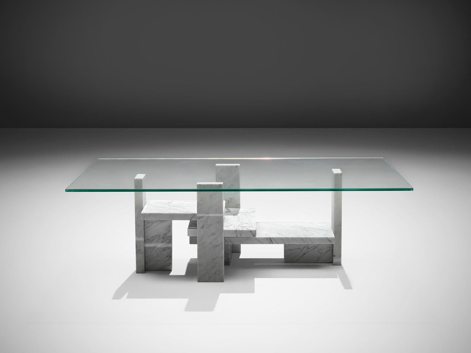 Mid-Century Modern Willy Ballez Architectural Marble Coffee Table