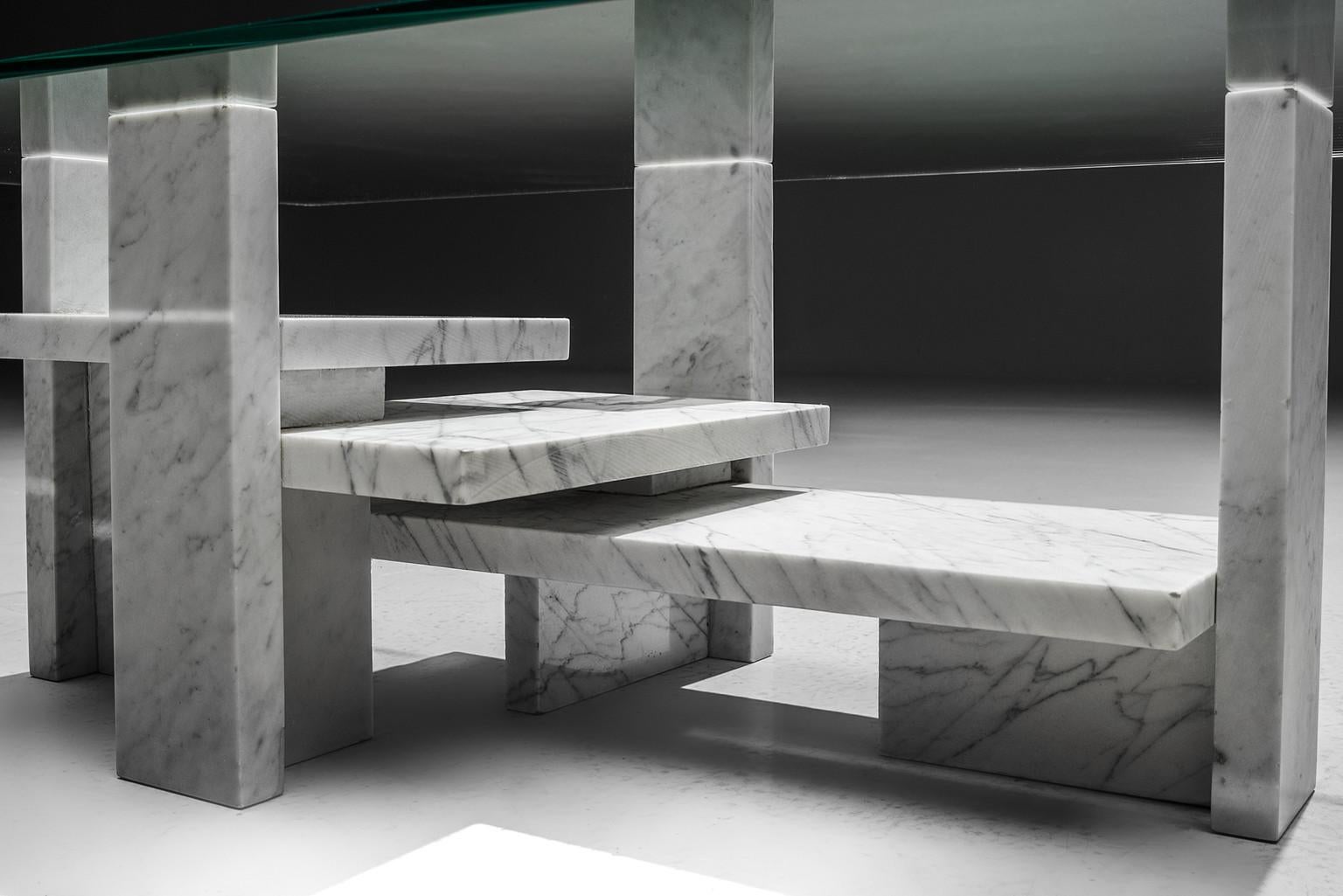 Glass Willy Ballez Architectural Marble Coffee Table