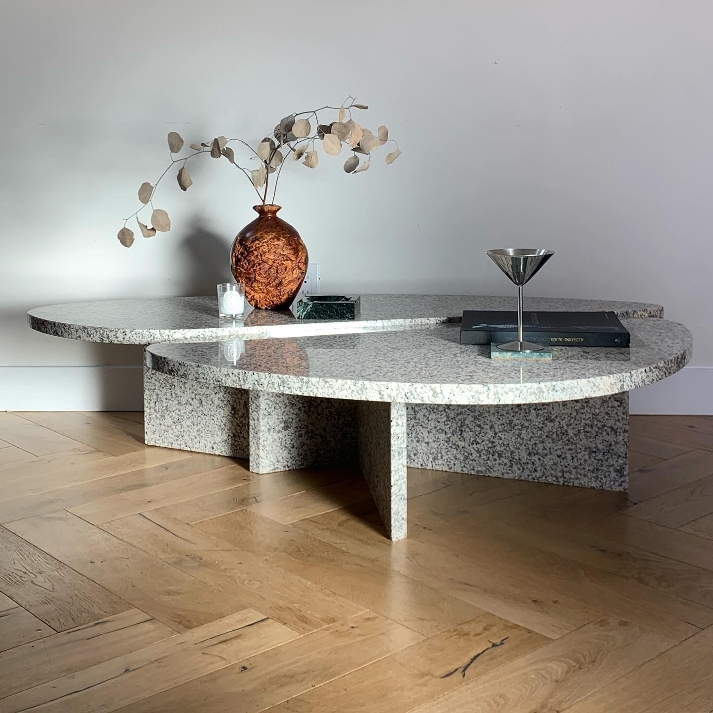 Post-Modern Willy Ballez Granite Marble “Petal” Coffee Table, circa 1975