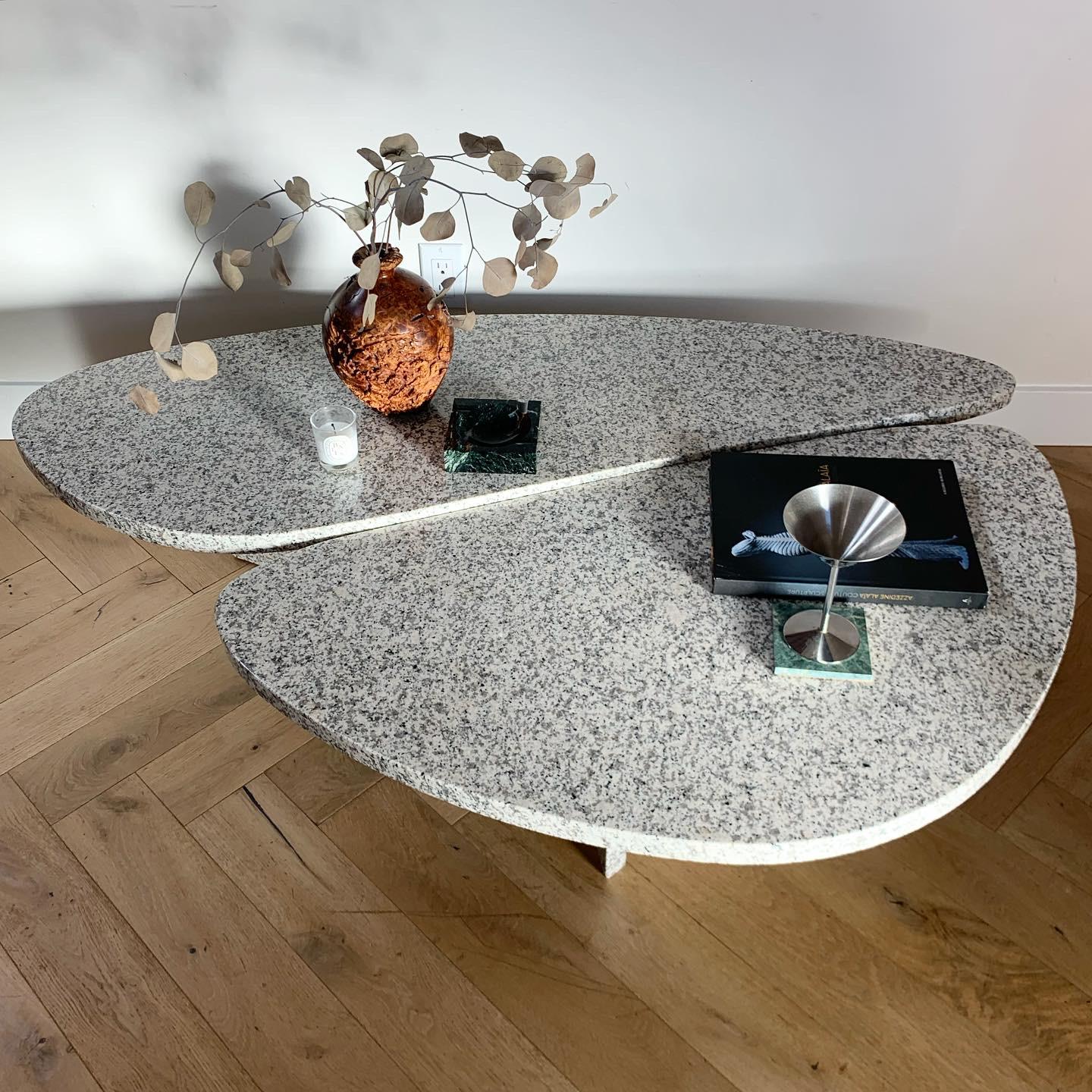 Belgian Willy Ballez Granite Marble “Petal” Coffee Table, circa 1975