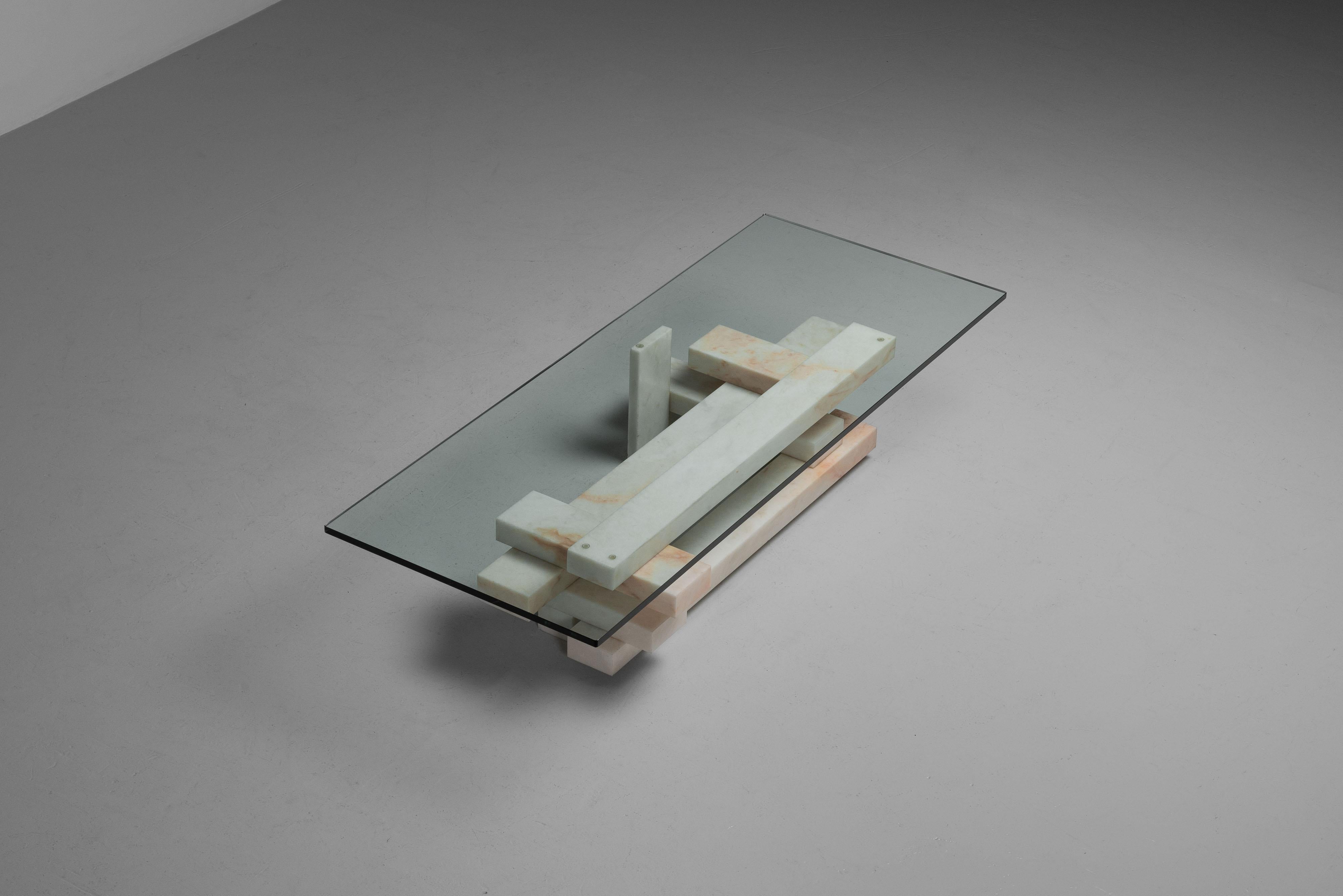 Willy Ballez marble coffee table Belgium 1979 For Sale 3