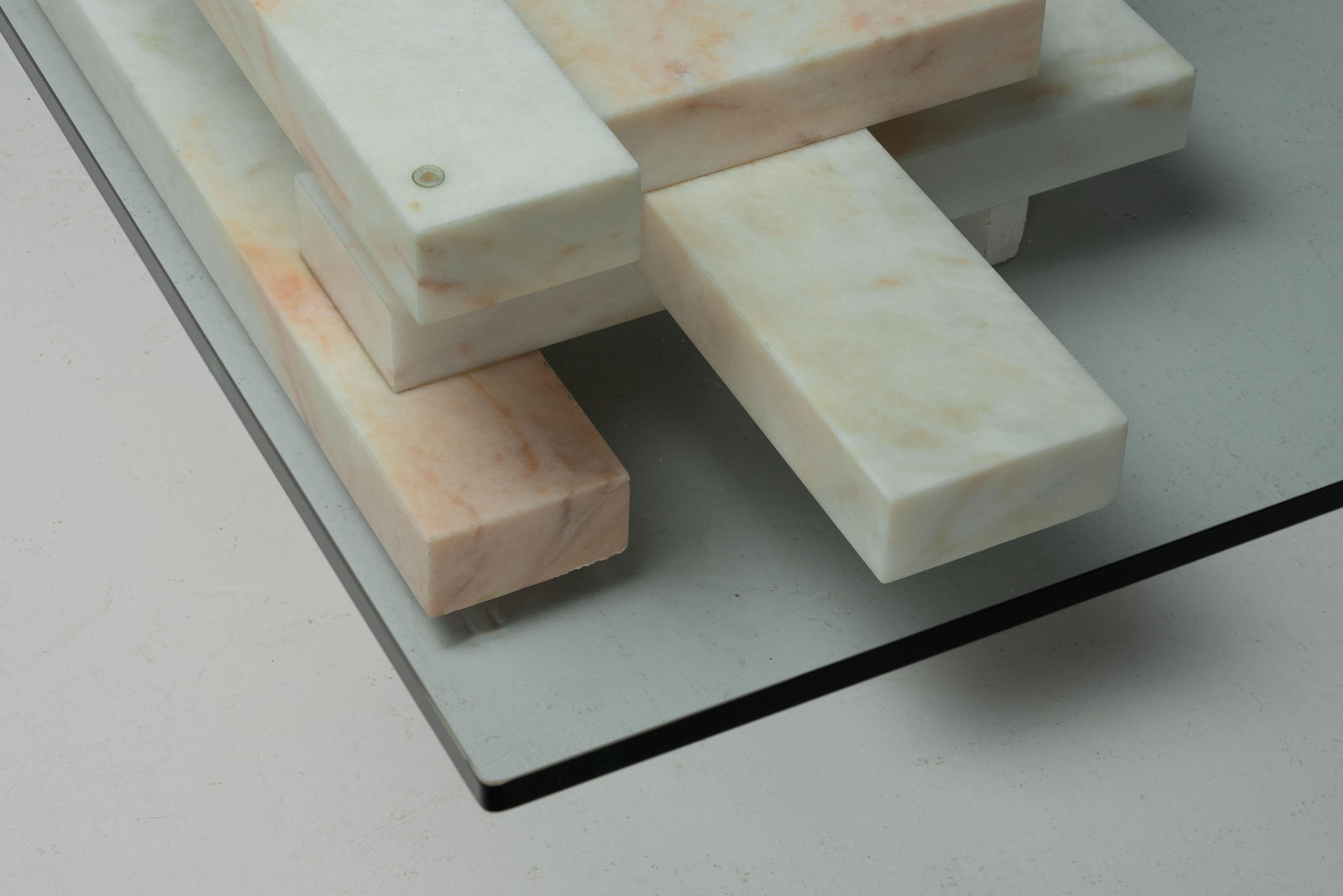 Willy Ballez marble coffee table Belgium 1979 For Sale 6