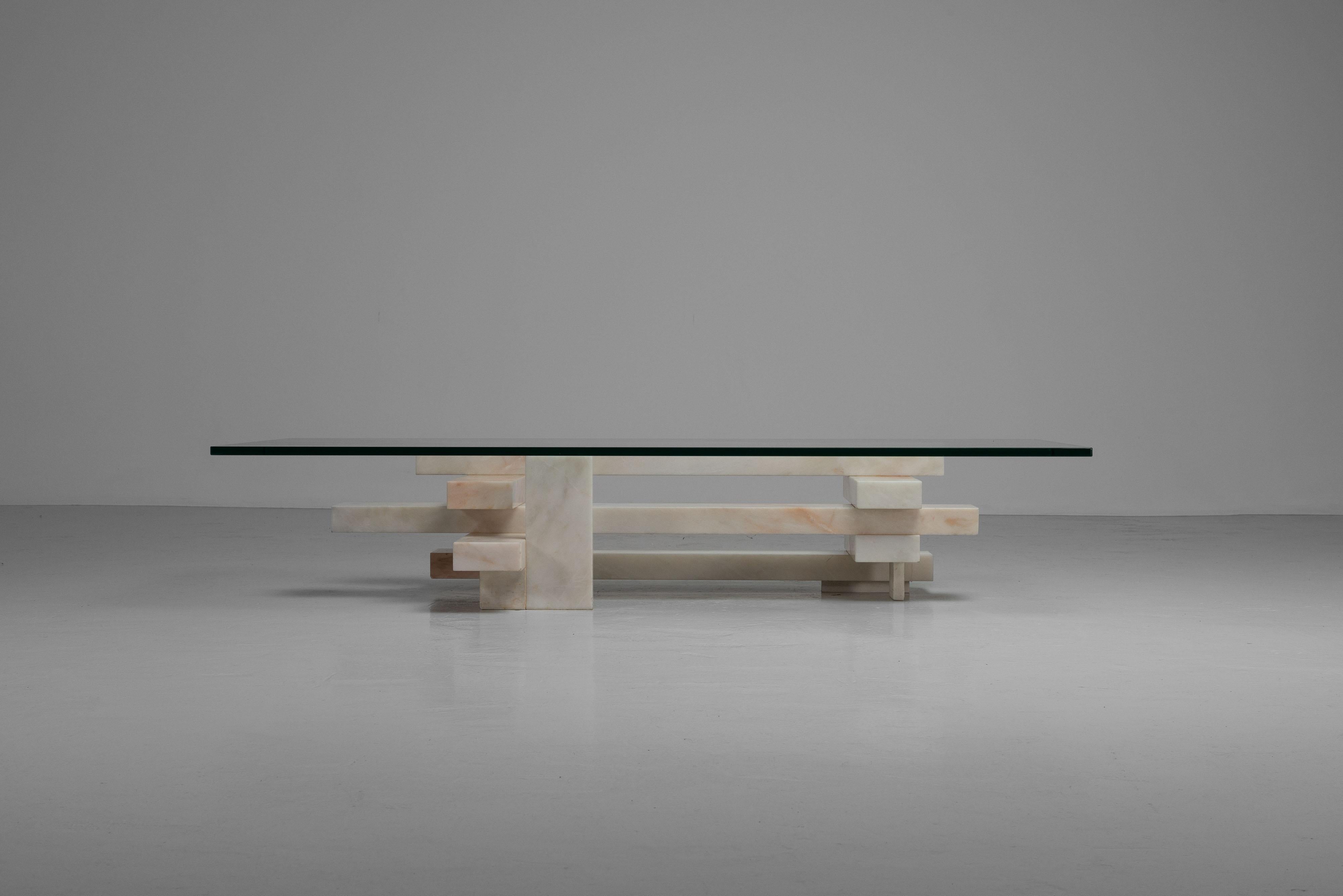 Willy Ballez marble coffee table Belgium 1979 For Sale 9