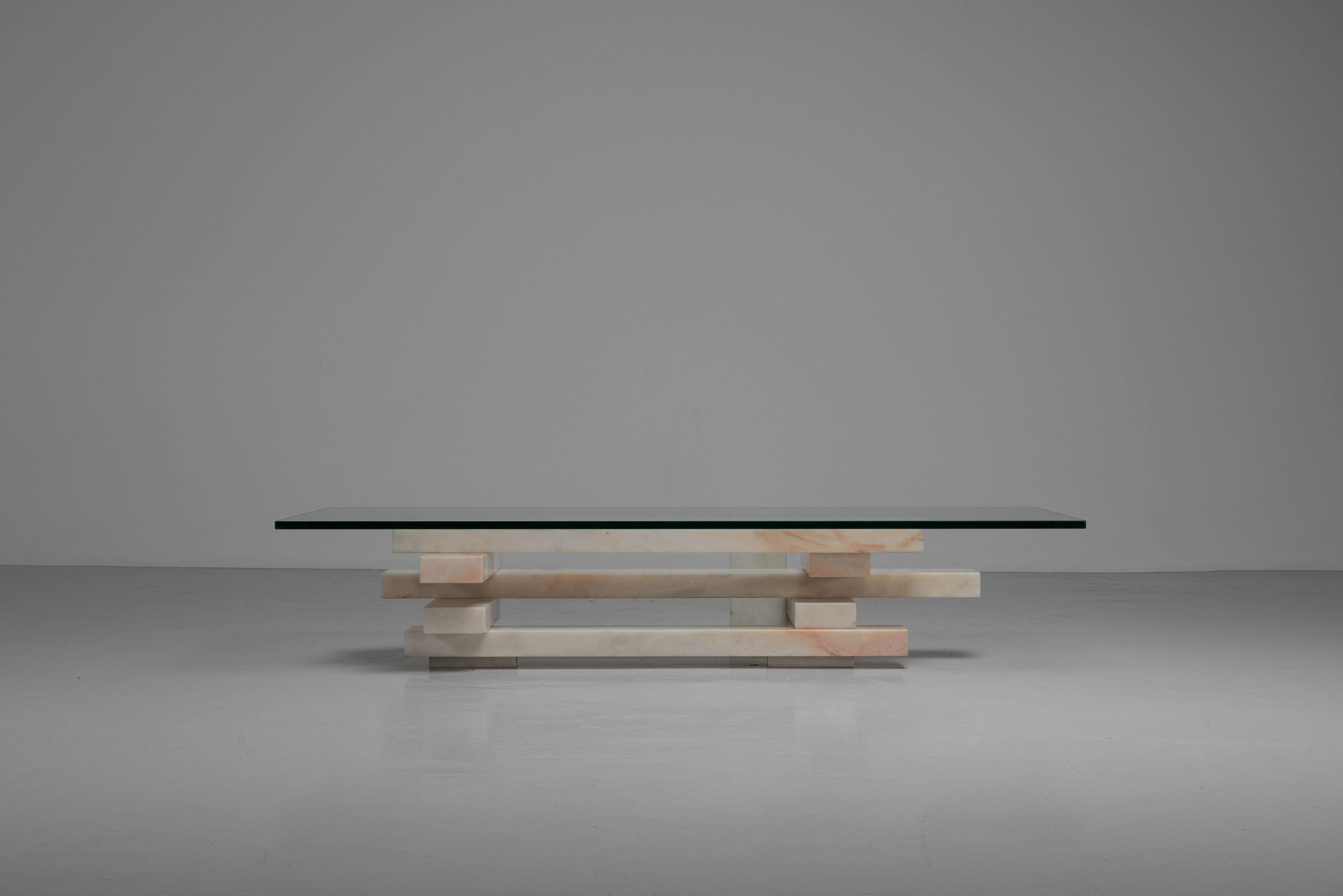 Mid-Century Modern Willy Ballez marble coffee table Belgium 1979 For Sale