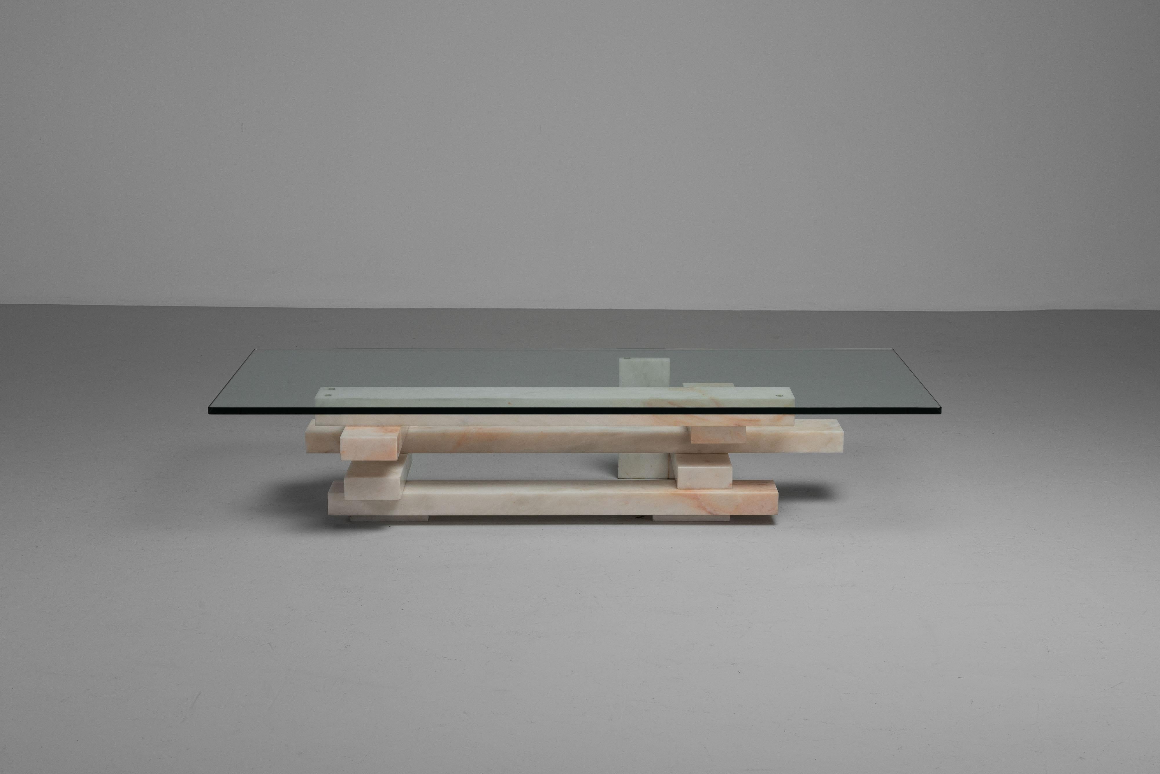 Willy Ballez marble coffee table Belgium 1979 In Good Condition For Sale In Roosendaal, Noord Brabant