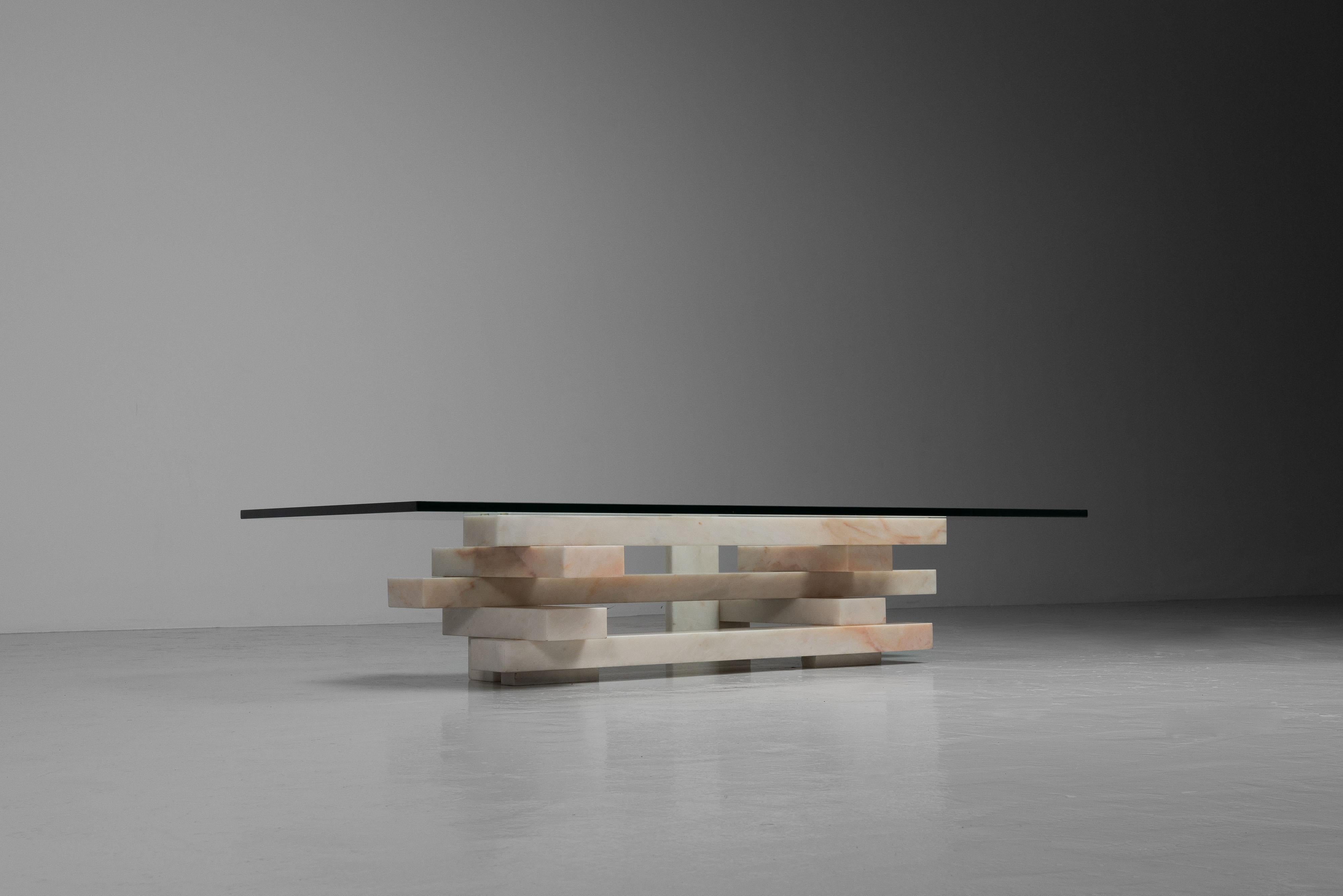 Late 20th Century Willy Ballez marble coffee table Belgium 1979 For Sale