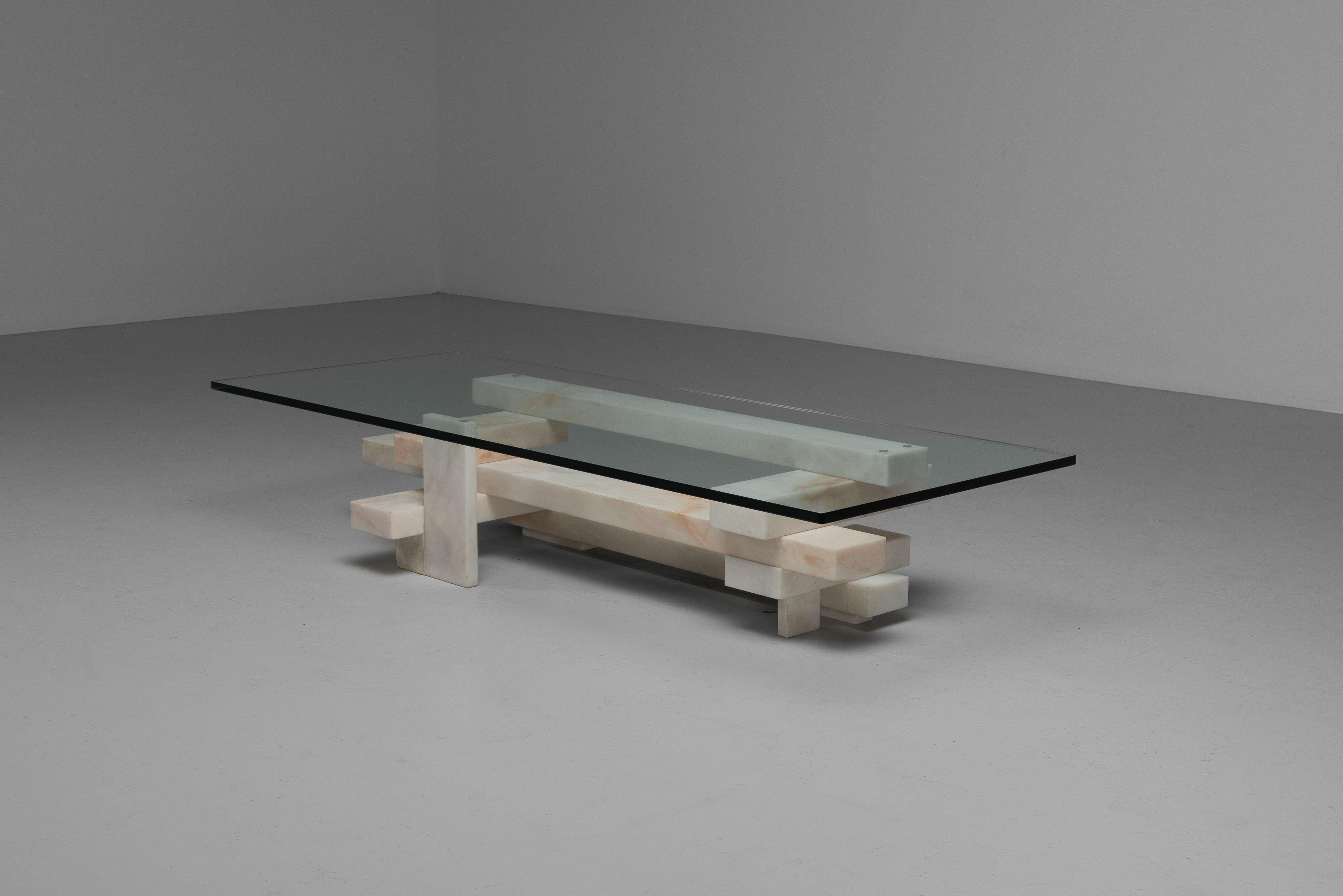 Willy Ballez marble coffee table Belgium 1979 For Sale 1
