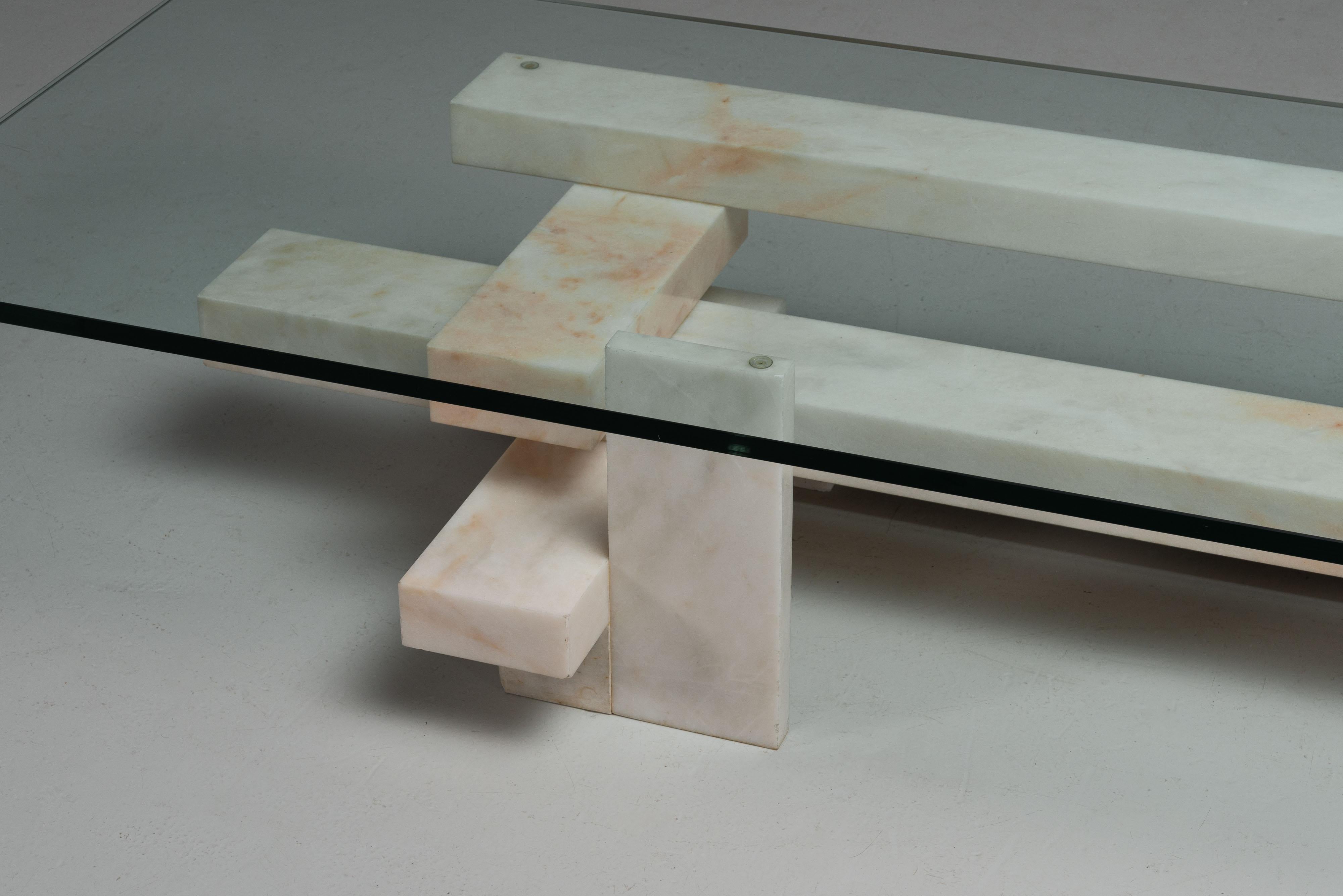 Willy Ballez marble coffee table Belgium 1979 For Sale 2