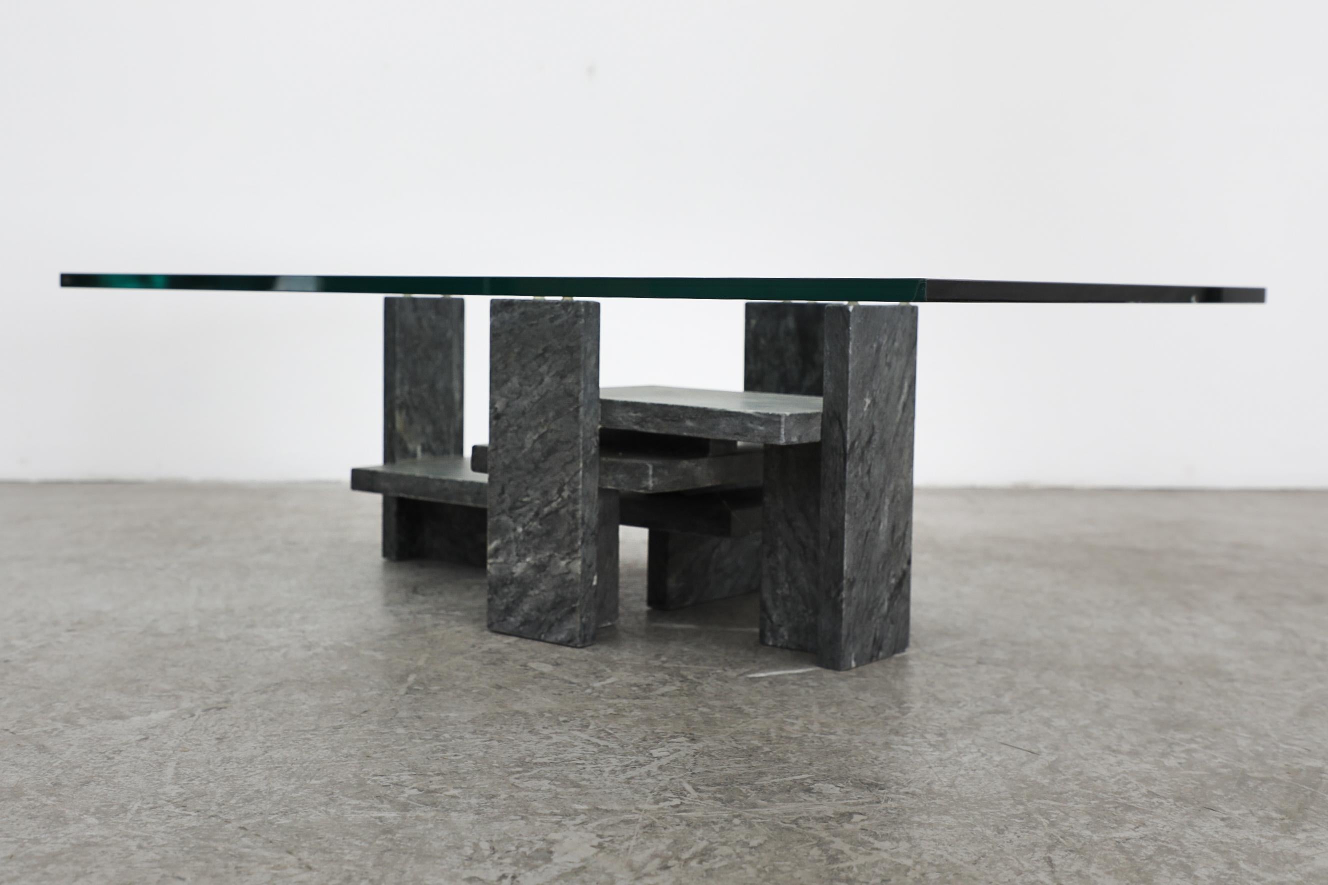 Late 20th Century Willy Ballez Sculptural Modernist Marble Coffee Table