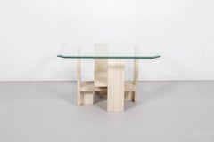 Willy Ballez Travertine and Glass End Table, Belgium