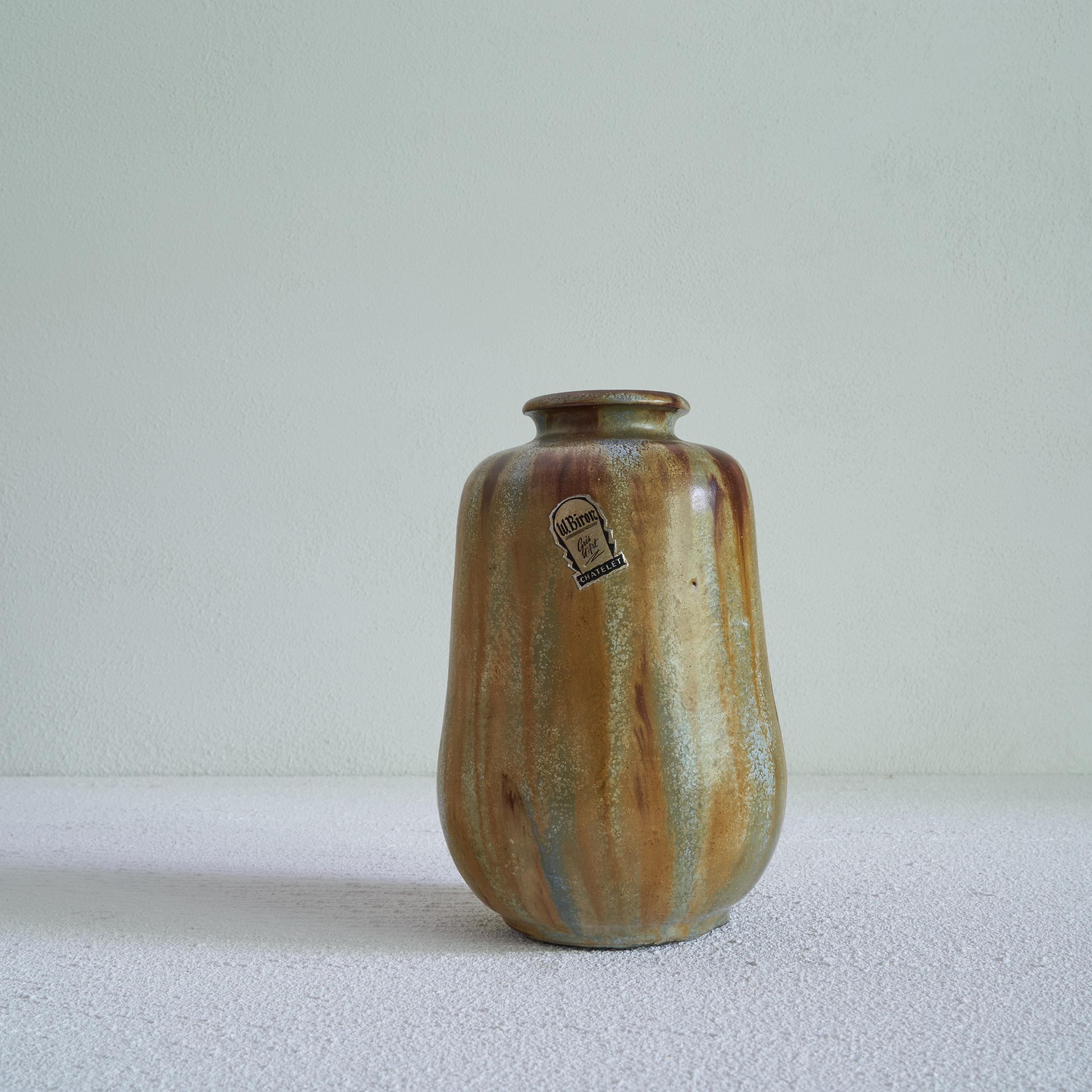 Poteries Vase en poterie Studio Pottery 'Grès Salé Grand Feu' de Willy Biron Châtelet, années 1950 en vente