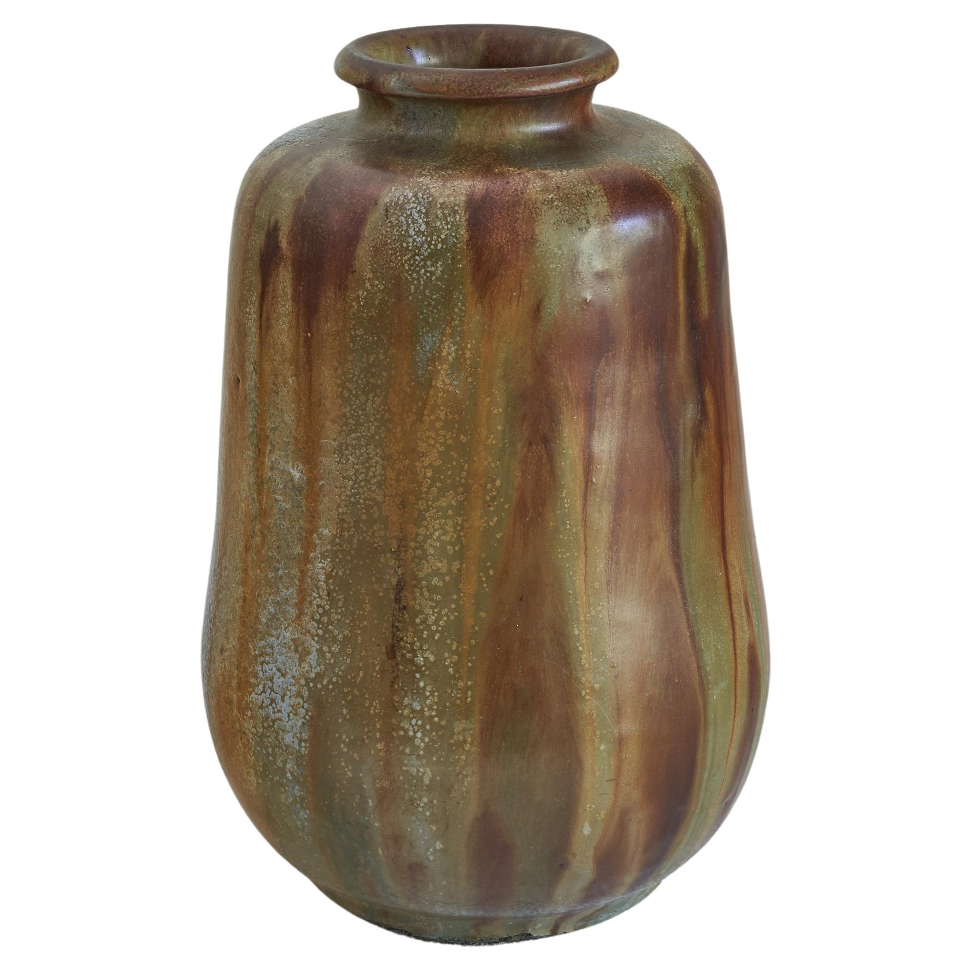 Vase en poterie Studio Pottery 'Grès Salé Grand Feu' de Willy Biron Châtelet, années 1950 en vente