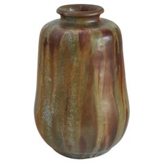 Vase en poterie Studio Pottery 'Grès Salé Grand Feu' de Willy Biron Châtelet, années 1950