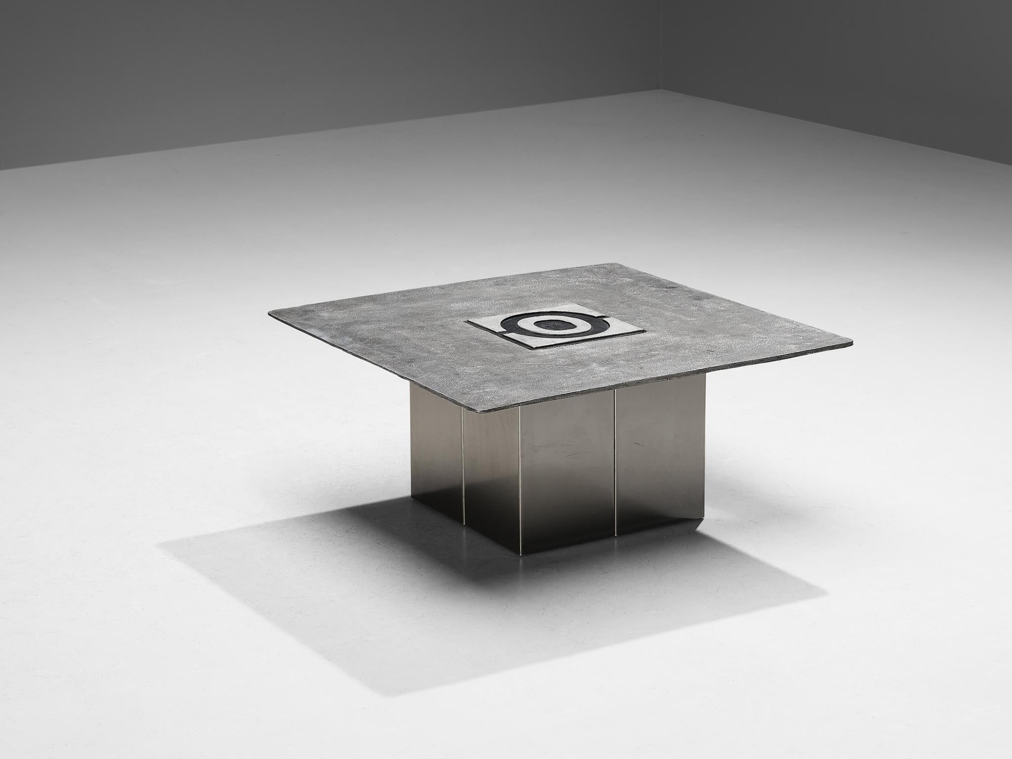 Late 20th Century Willy Ceysens Coffee Table in Cast Aluminium For Sale