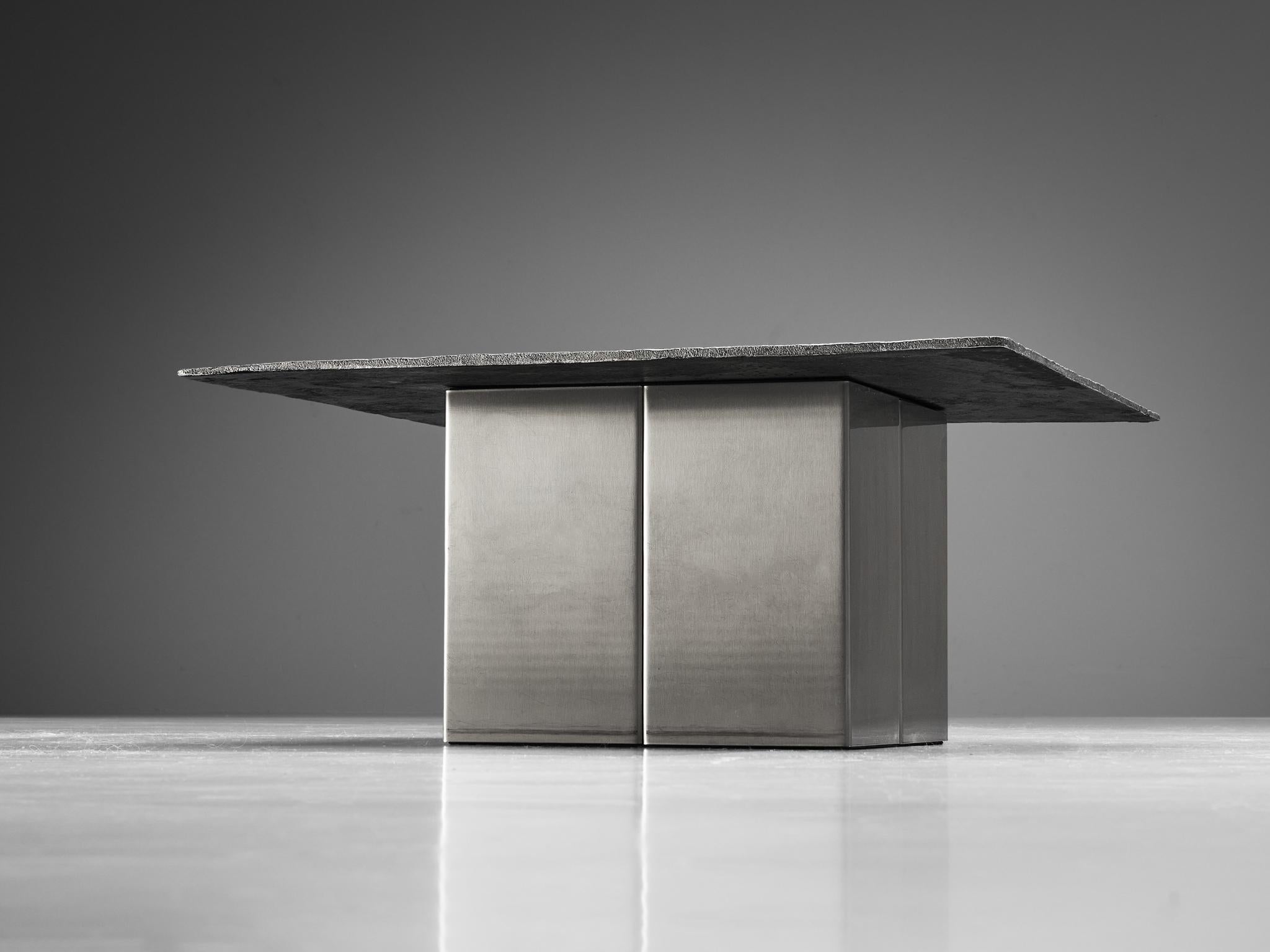 Stainless Steel Willy Ceysens Coffee Table in Cast Aluminium For Sale