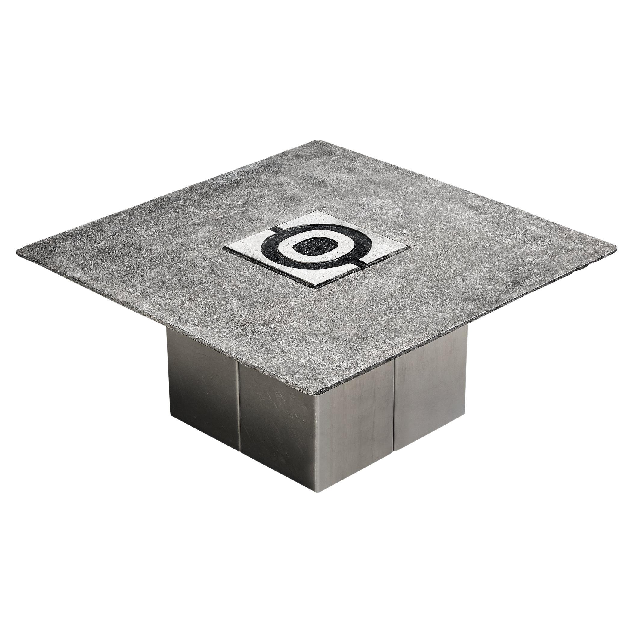 Table basse Willy Ceysens en aluminium moulé