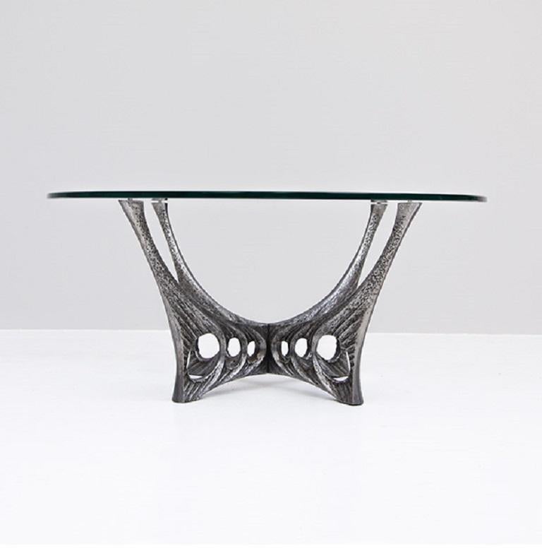 Modern Willy Ceysens Exceptional Coffee Table with glass table top For Sale