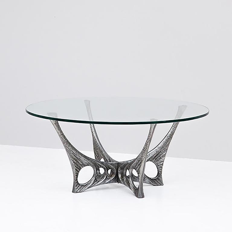 Willy Ceysens Exceptional Coffee Table with glass table top In Good Condition For Sale In Antwerpen, Antwerp