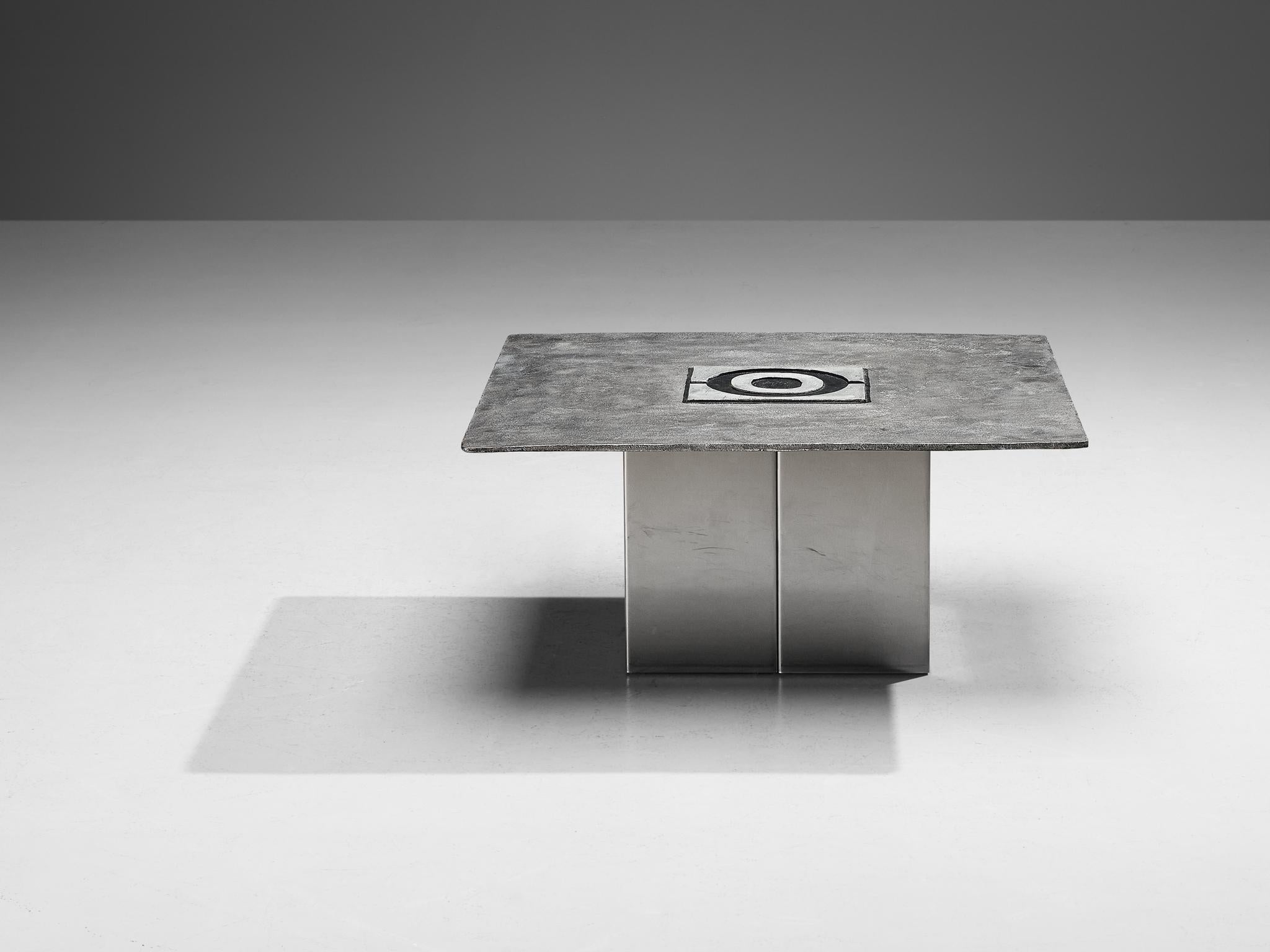 Belge Table basse géométrique en fonte d'aluminium Willy Ceysens en vente