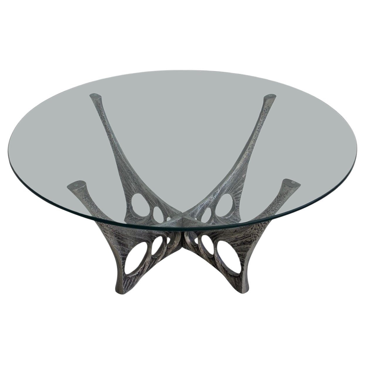 Willy Ceysens Round Organic Glass Top Coffee Table