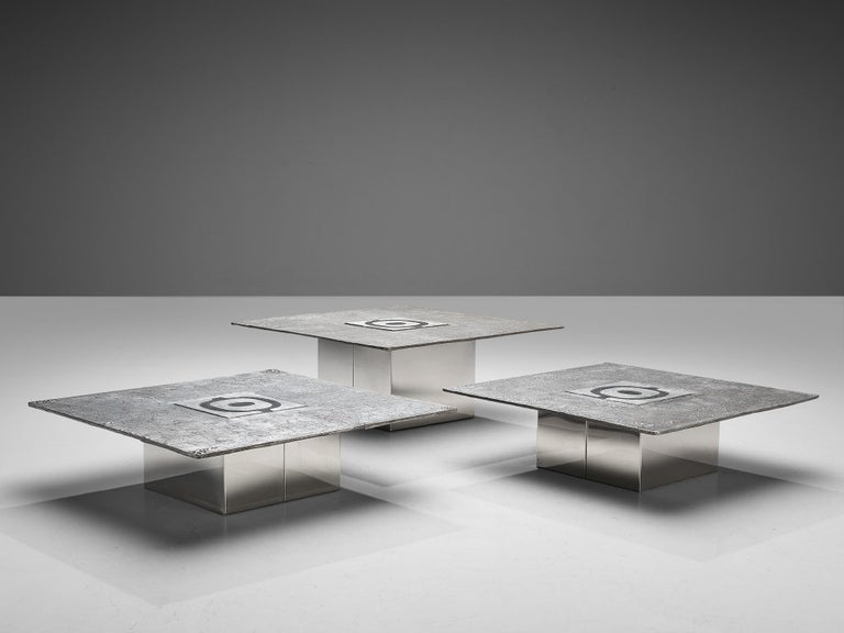 Willy Ceysens Set of Three Coffee Tables in Cast Aluminum For Sale 6
