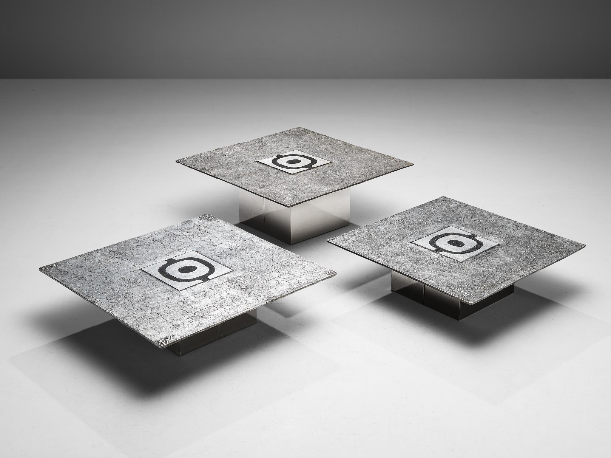 Belgian Willy Ceysens Set of Three Coffee Tables in Cast Aluminum
