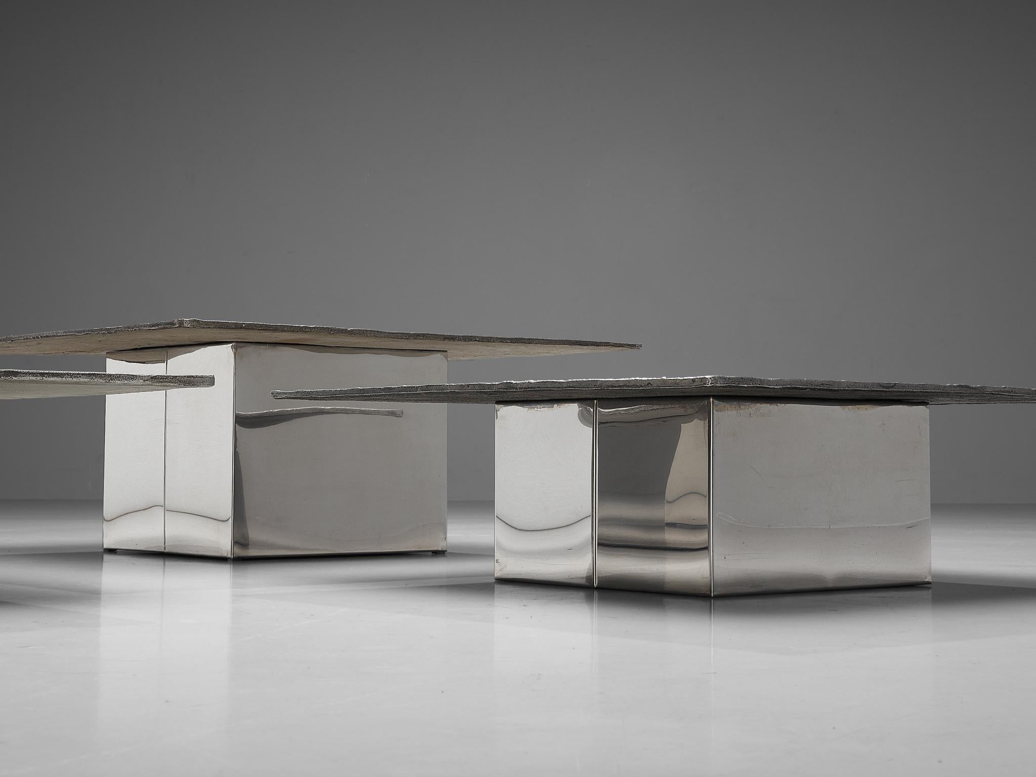 Willy Ceysens Set of Three Coffee Tables in Cast Aluminum 2