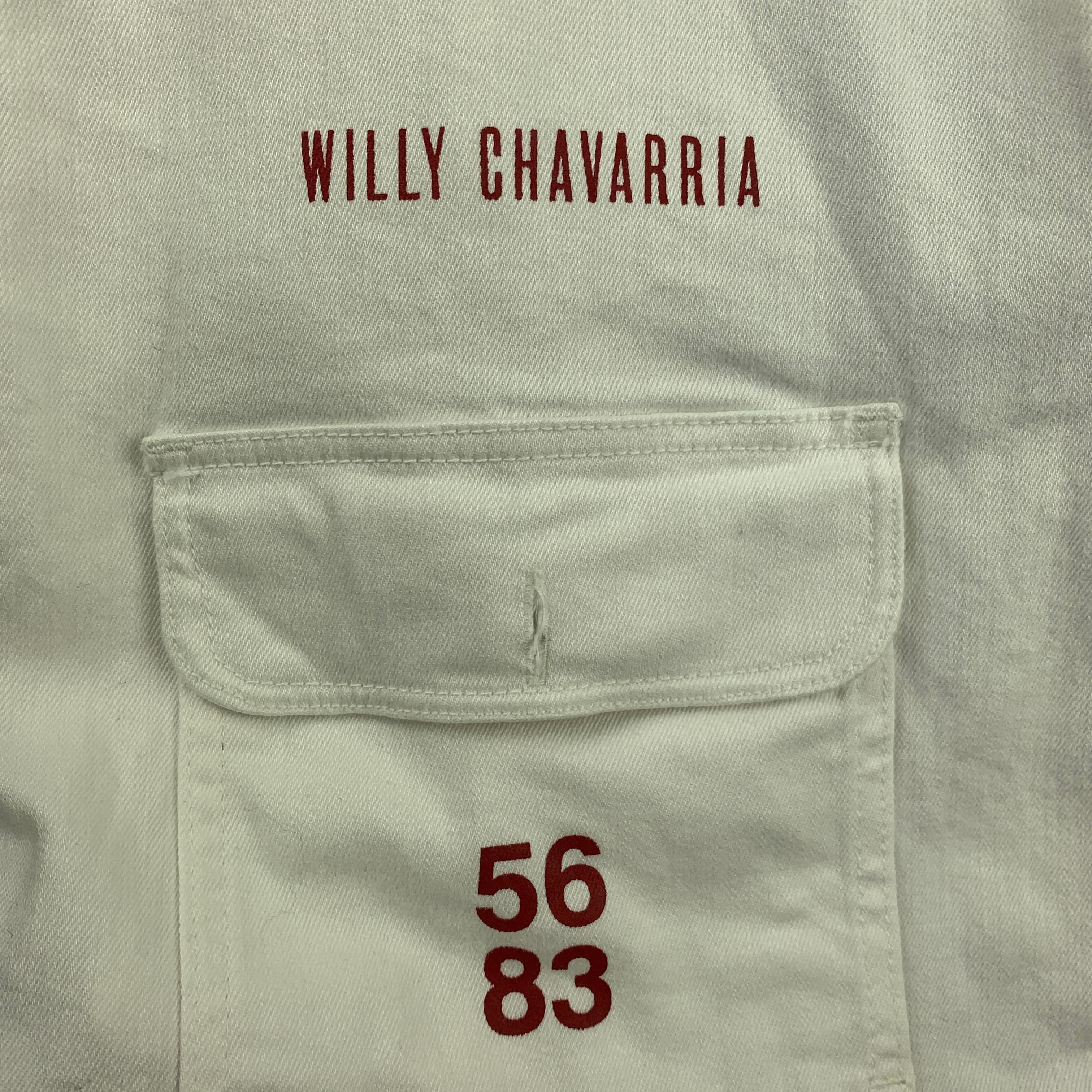 Men's WILLY CHAVARRIA Size L White Cotton Zip Up Jacket