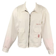 WILLY CHAVARRIA Size L White Cotton Zip Up Jacket