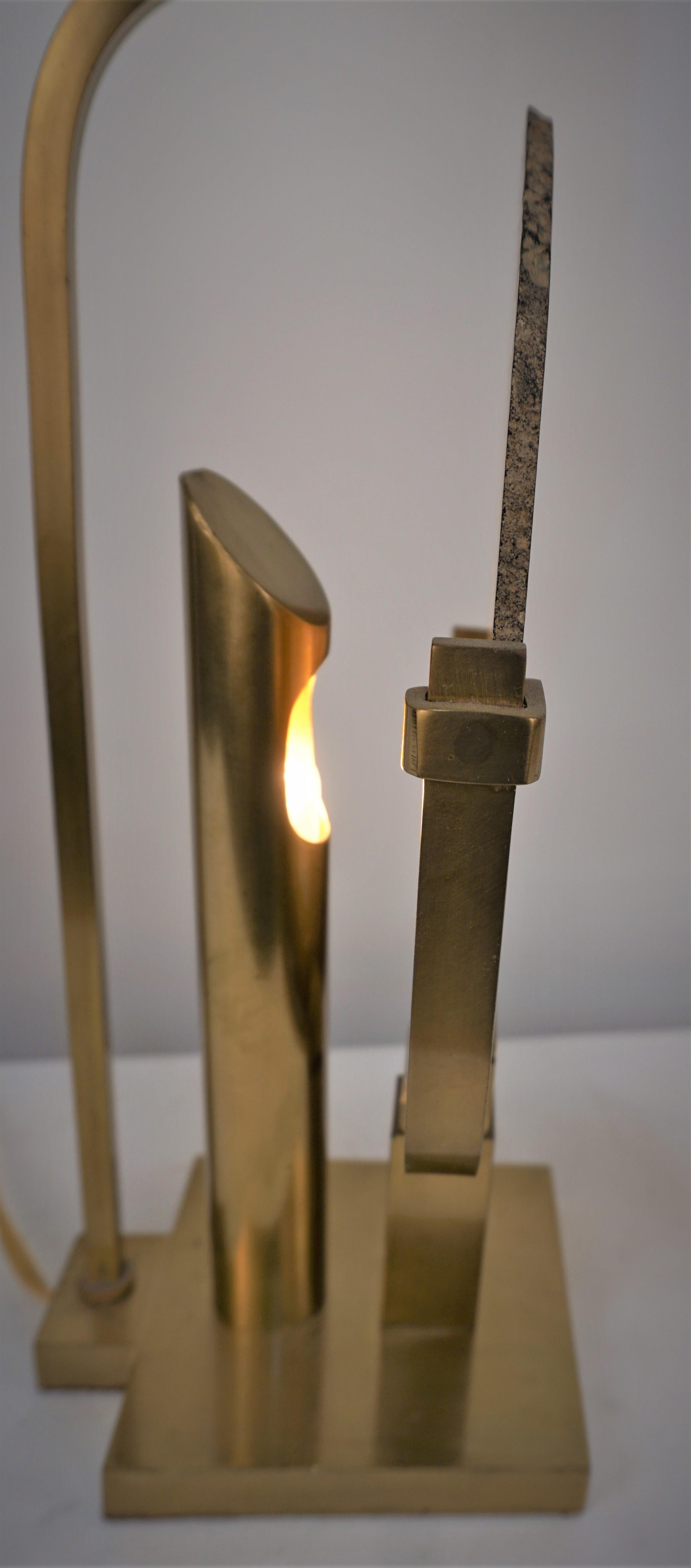 Tischlampe aus Achat und Bronze von Willy Daro (Ende des 20. Jahrhunderts)