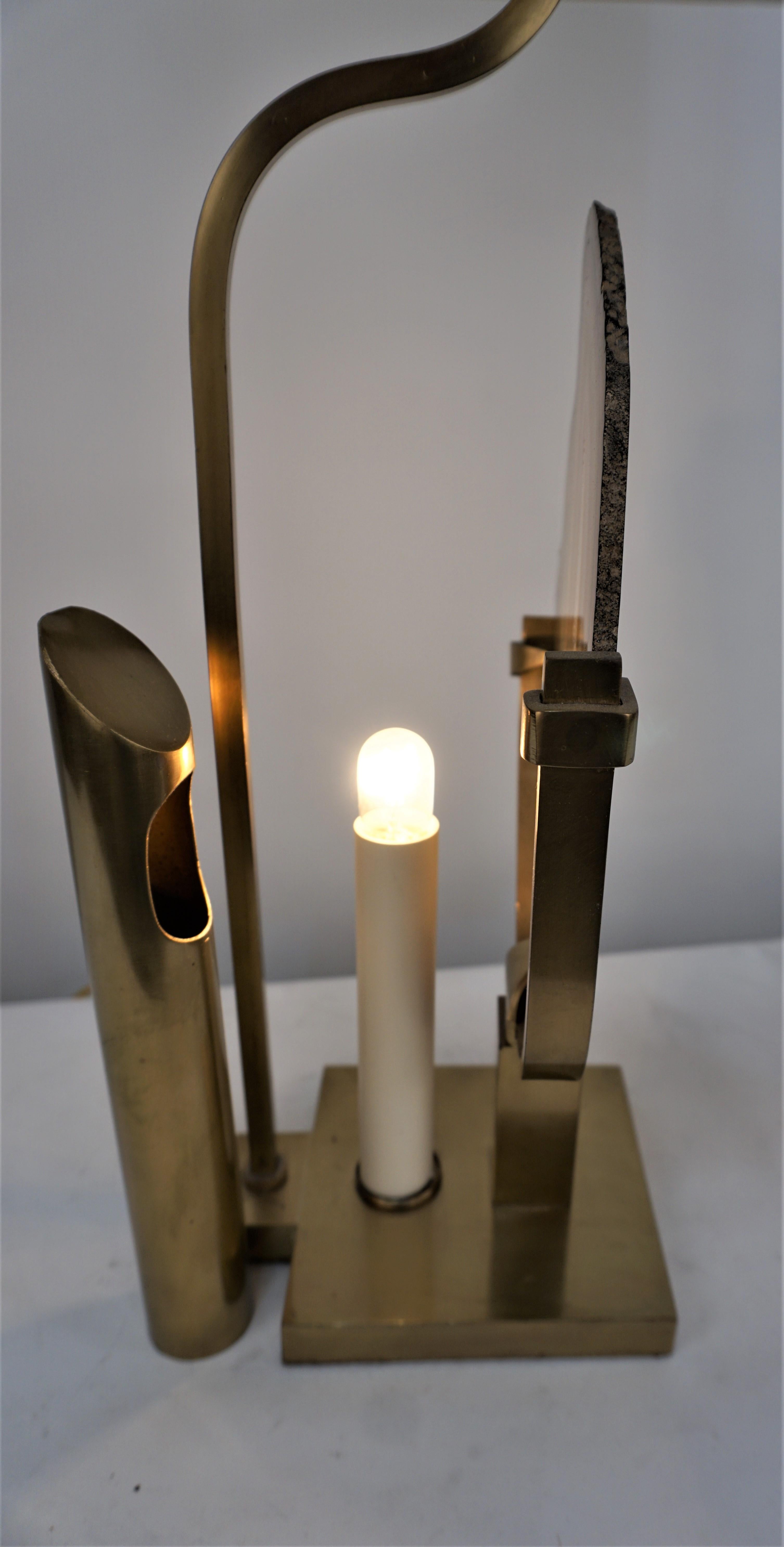Tischlampe aus Achat und Bronze von Willy Daro 1