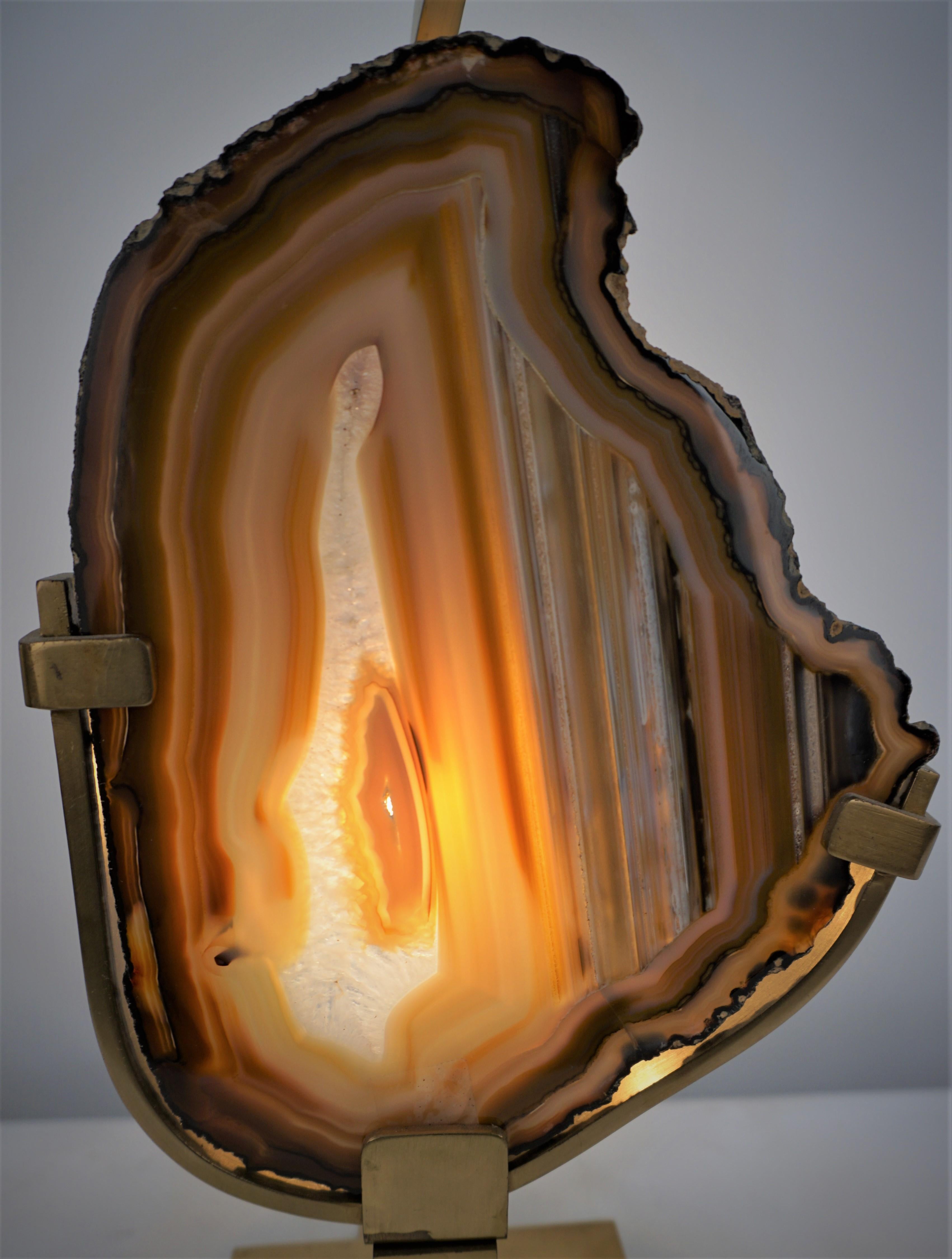 Willy Daro Agate and Bronze Table Lamp 2