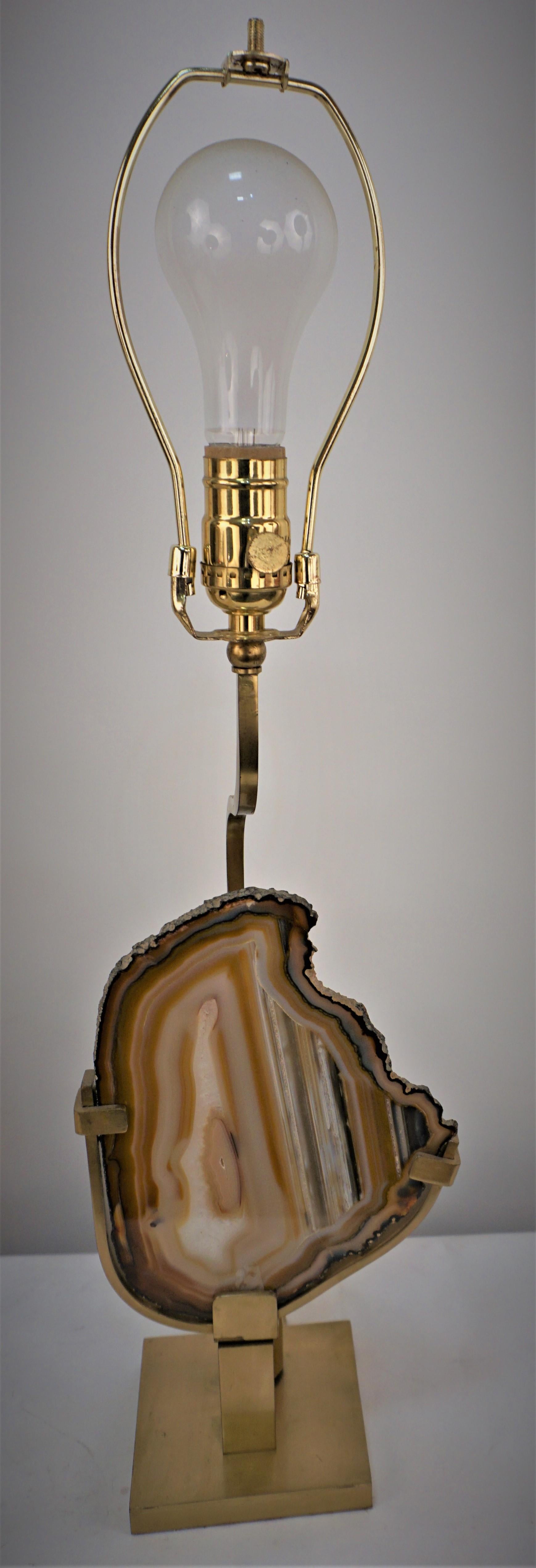 Willy Daro Agate and Bronze Table Lamp For Sale 3