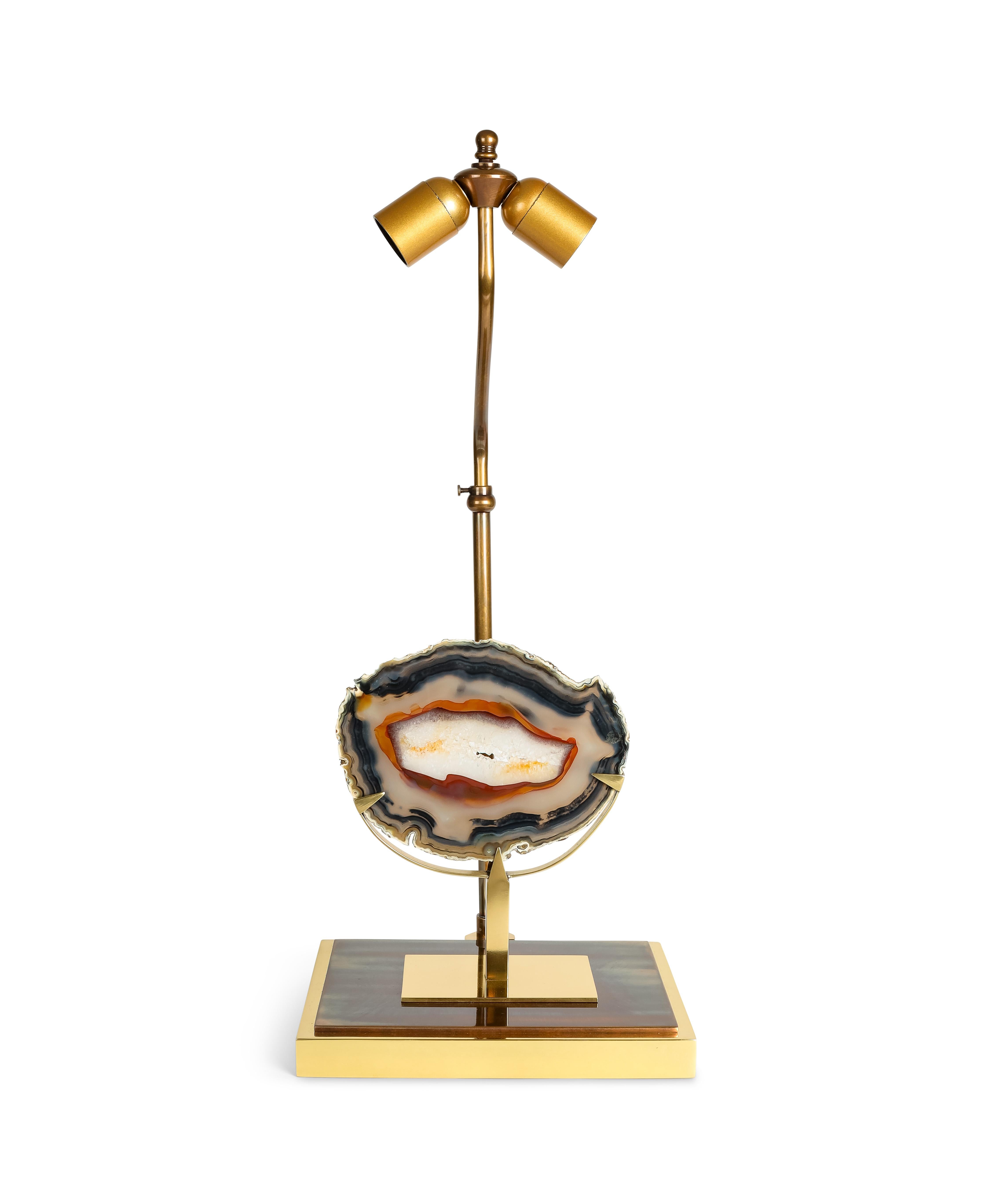 Late 20th Century Willy Daro Agate Table Lamp For Sale